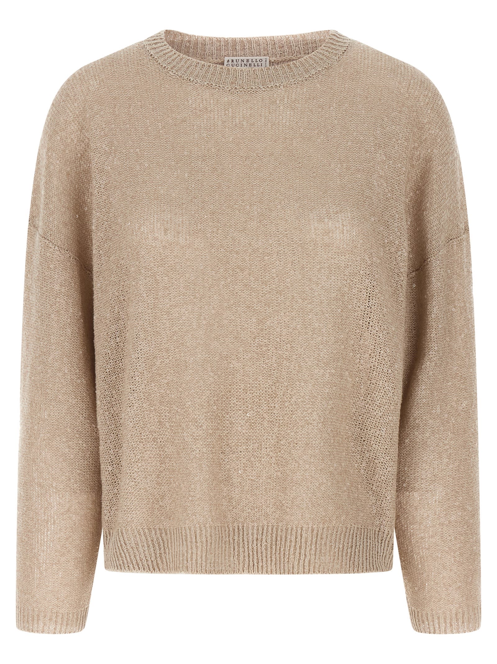 Brunello Cucinelli Sequin Sweater Sweaters And Cardigans In Beige