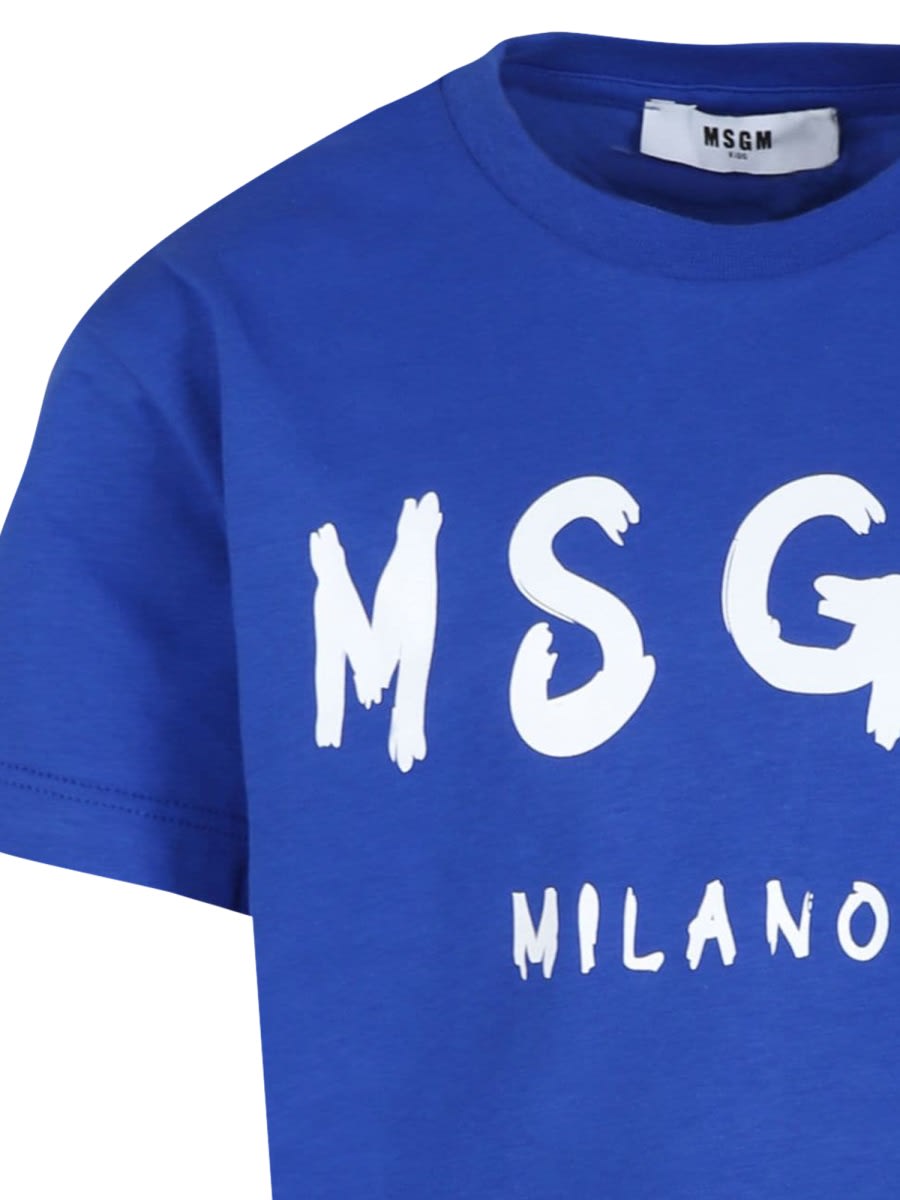 Shop Msgm Unisex Jersey T-shirt In Blue