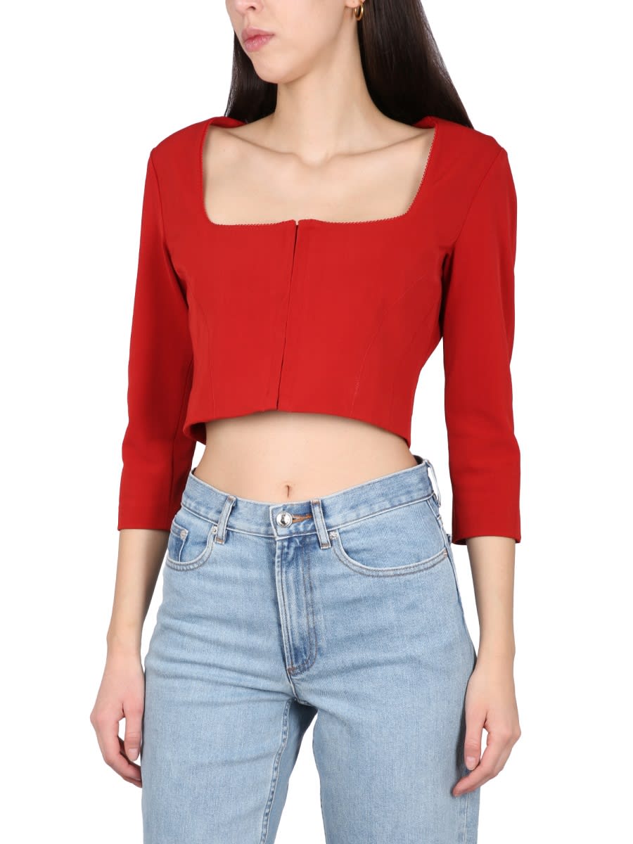 Acne Studios Square Collar Blouse With Hook Button In Red