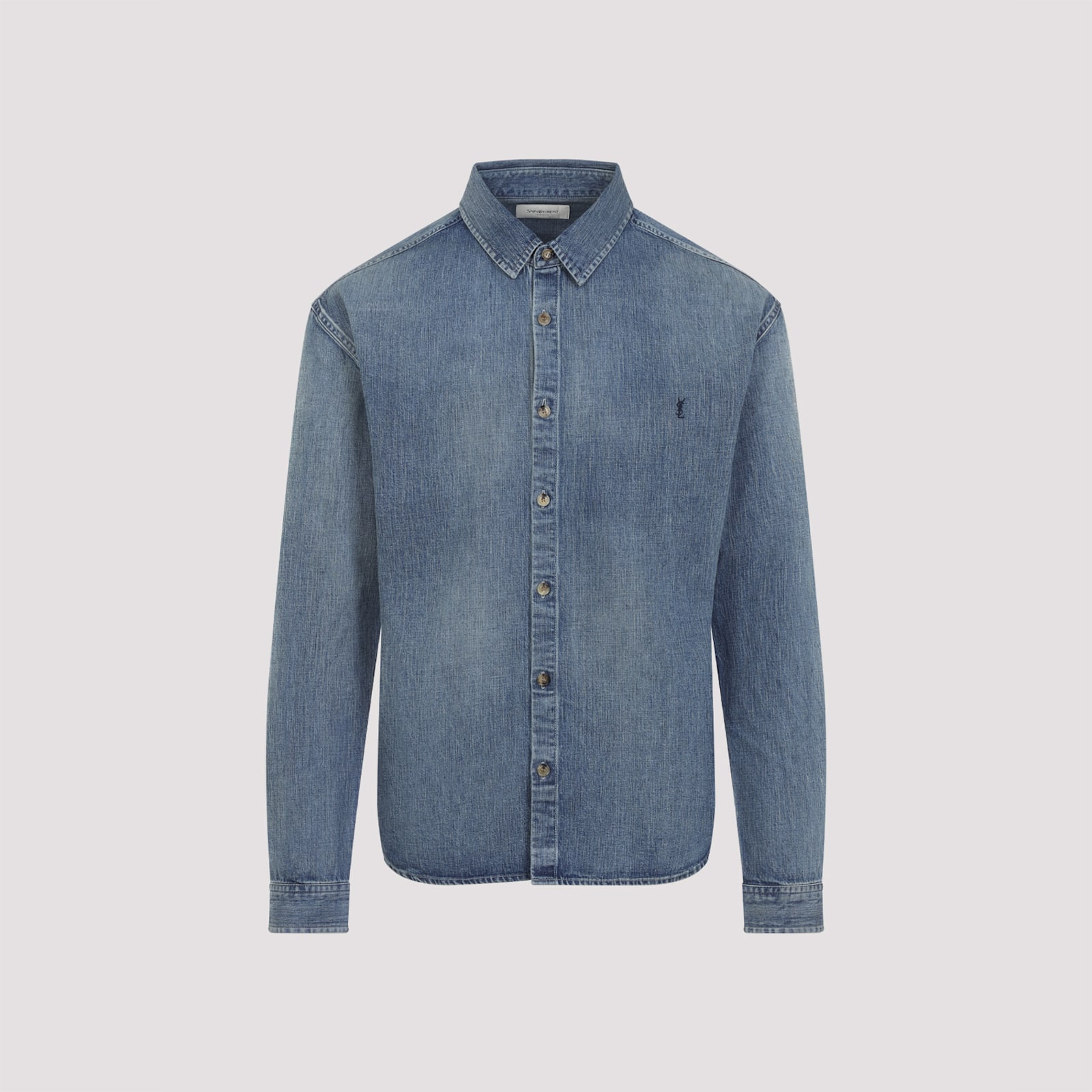 Saint Laurent Cassandre' Blue Cotton Shirt