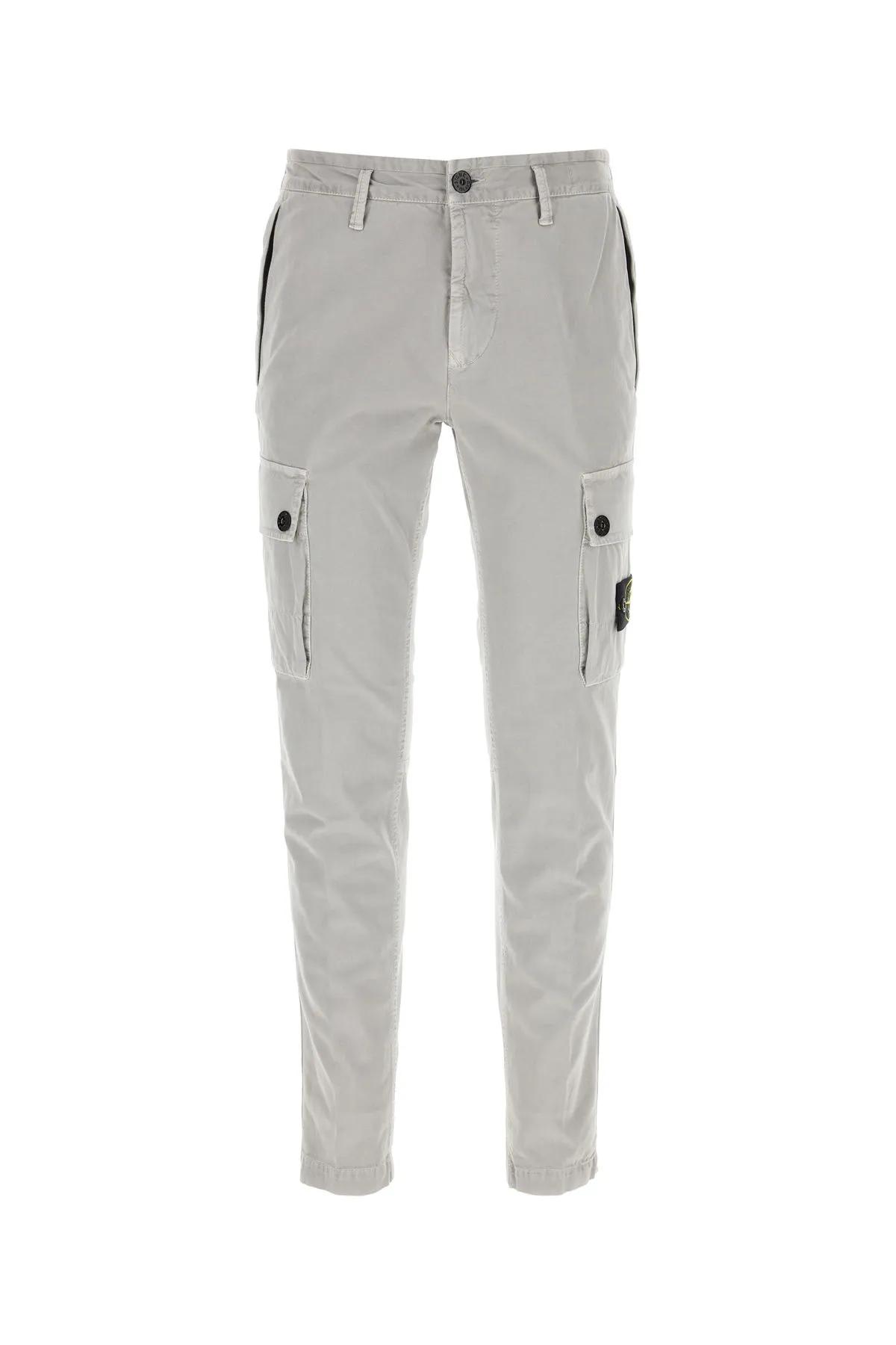 Shop Stone Island Light Grey Stretch Cotton Cargo Pant In Grigio