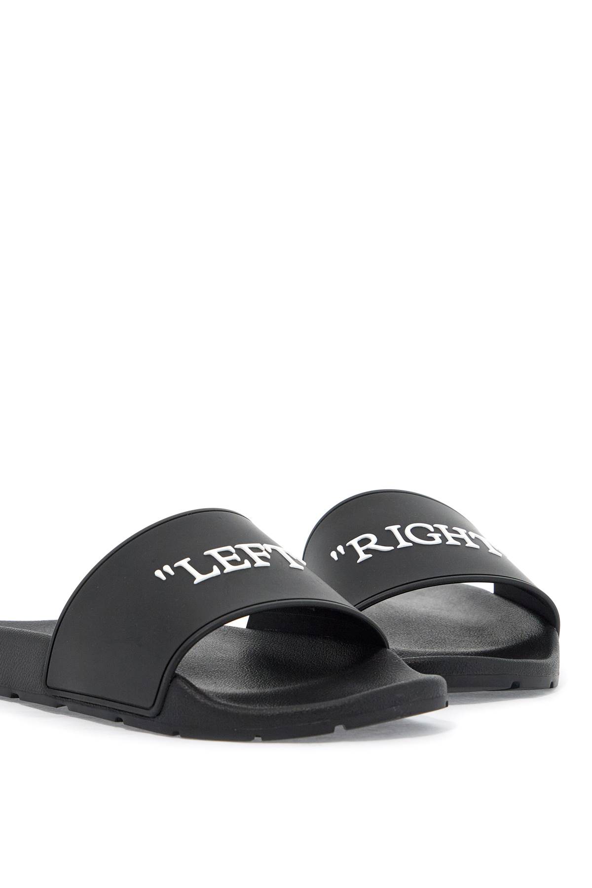 Shop Off-white Rubber Slides For Left And Right In Black - White (black)