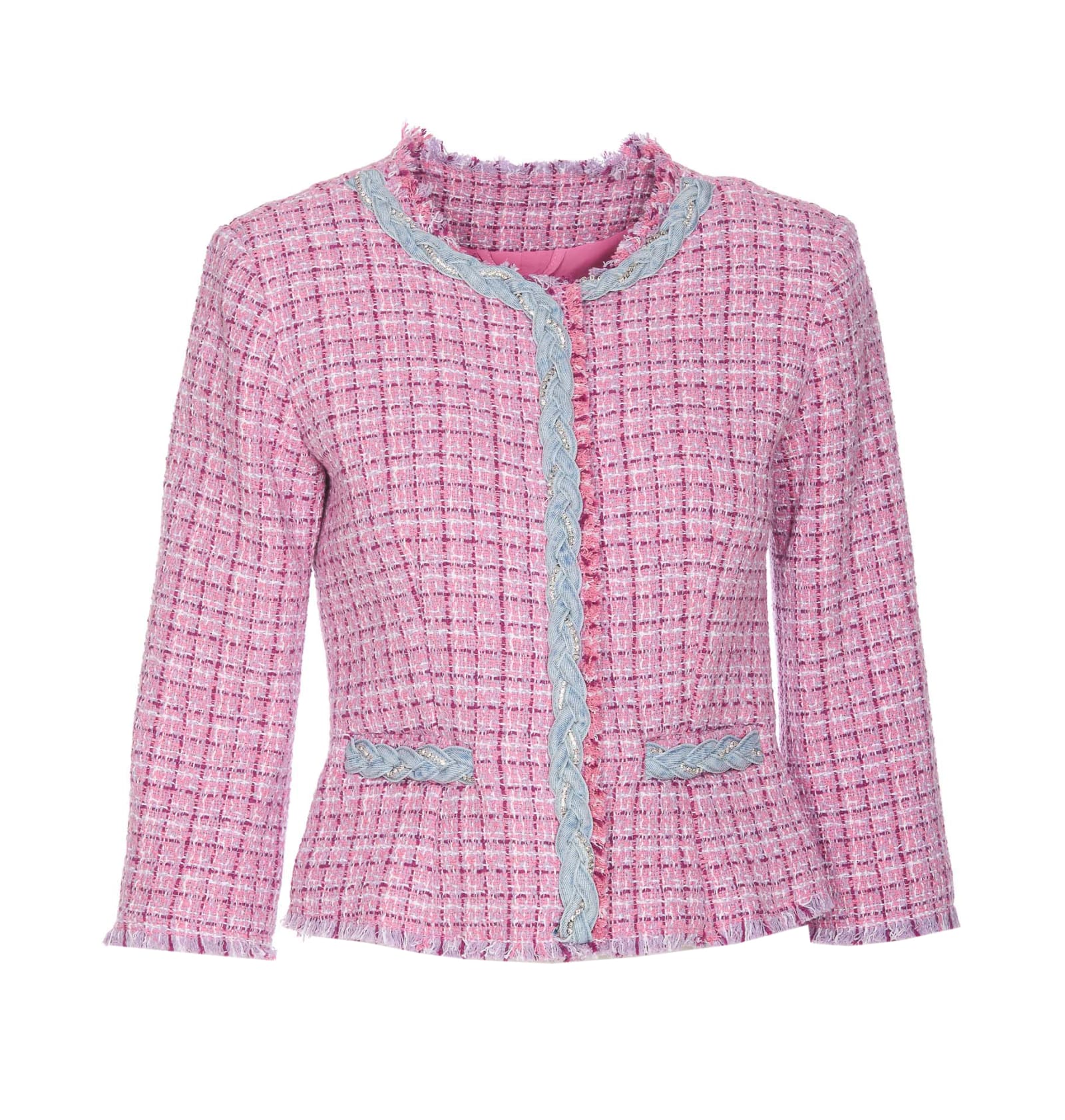 Shop Liu •jo Boucle Jacket In Pink
