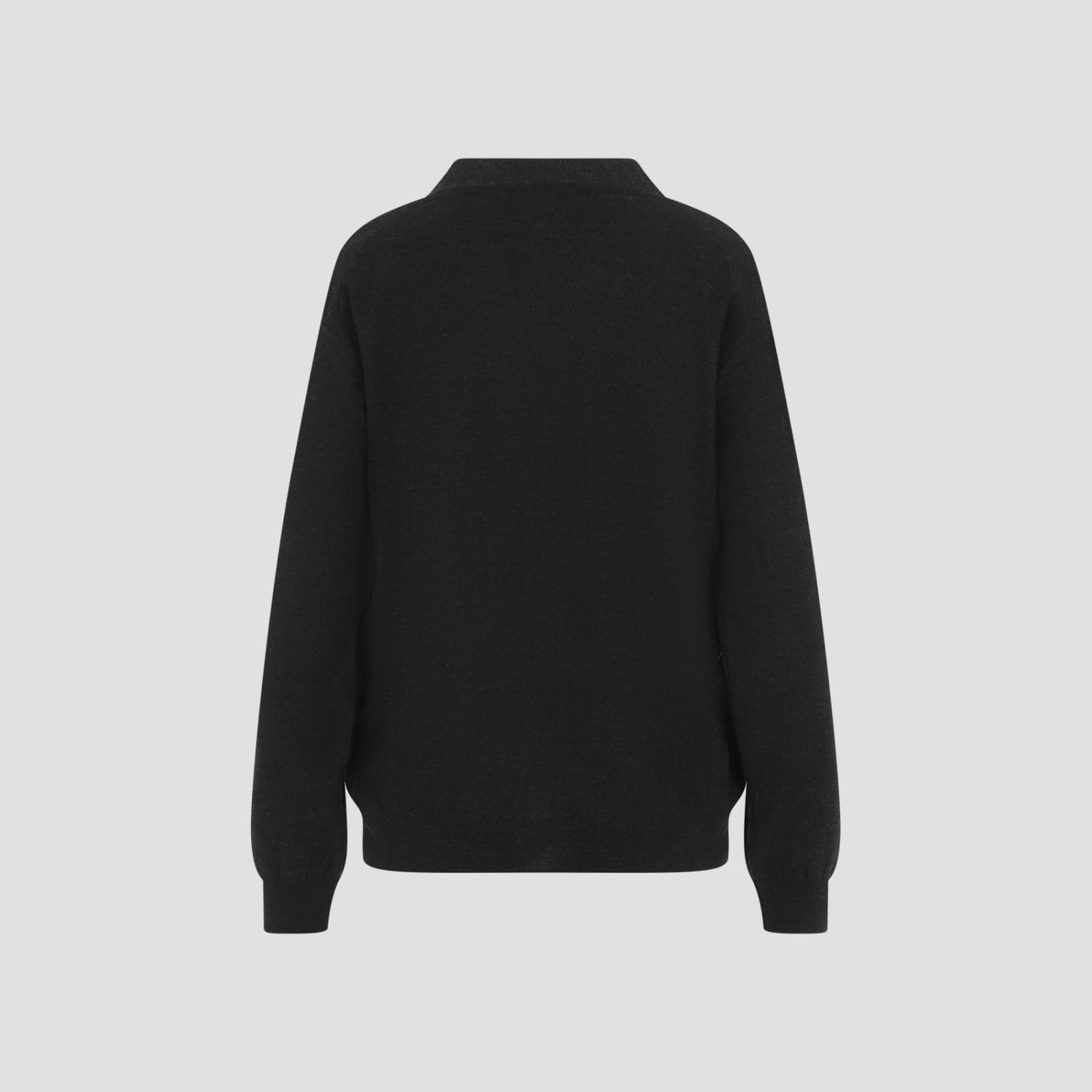 Lemaire Dark Grey Wool Relaxed Twisted Cardigan In Gray