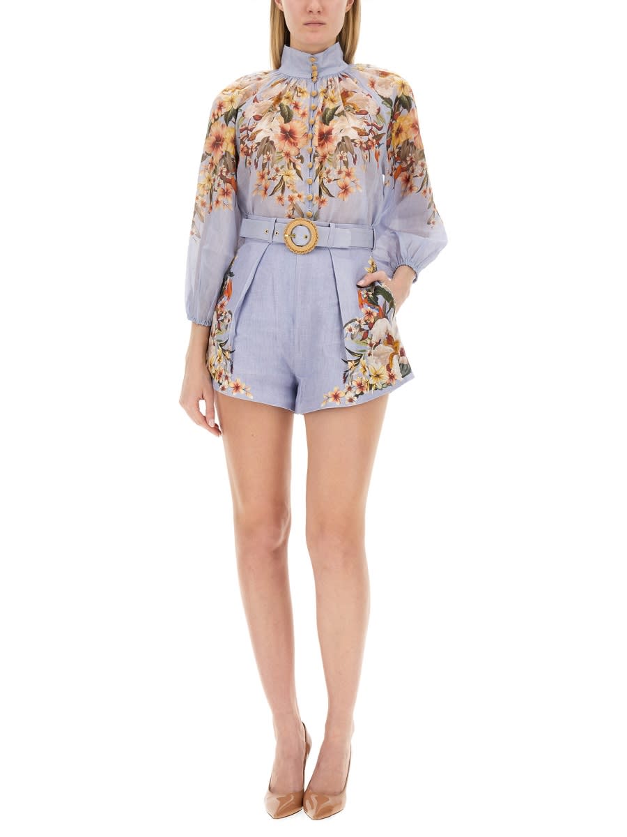 Shop Zimmermann Blouse With Floral Pattern In Blue