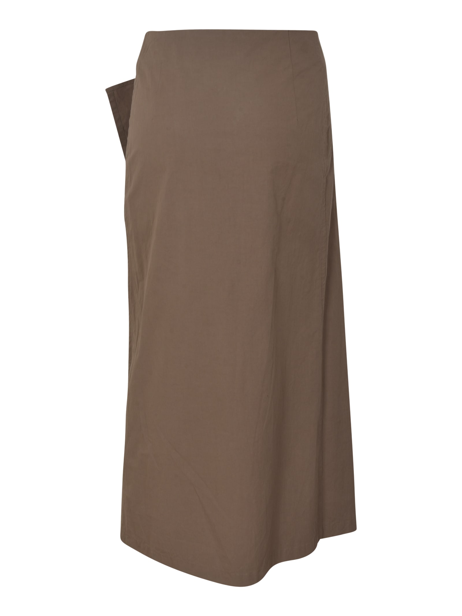 Shop Yohji Yamamoto Pleat Detail Asymmetric Skirt In Beige