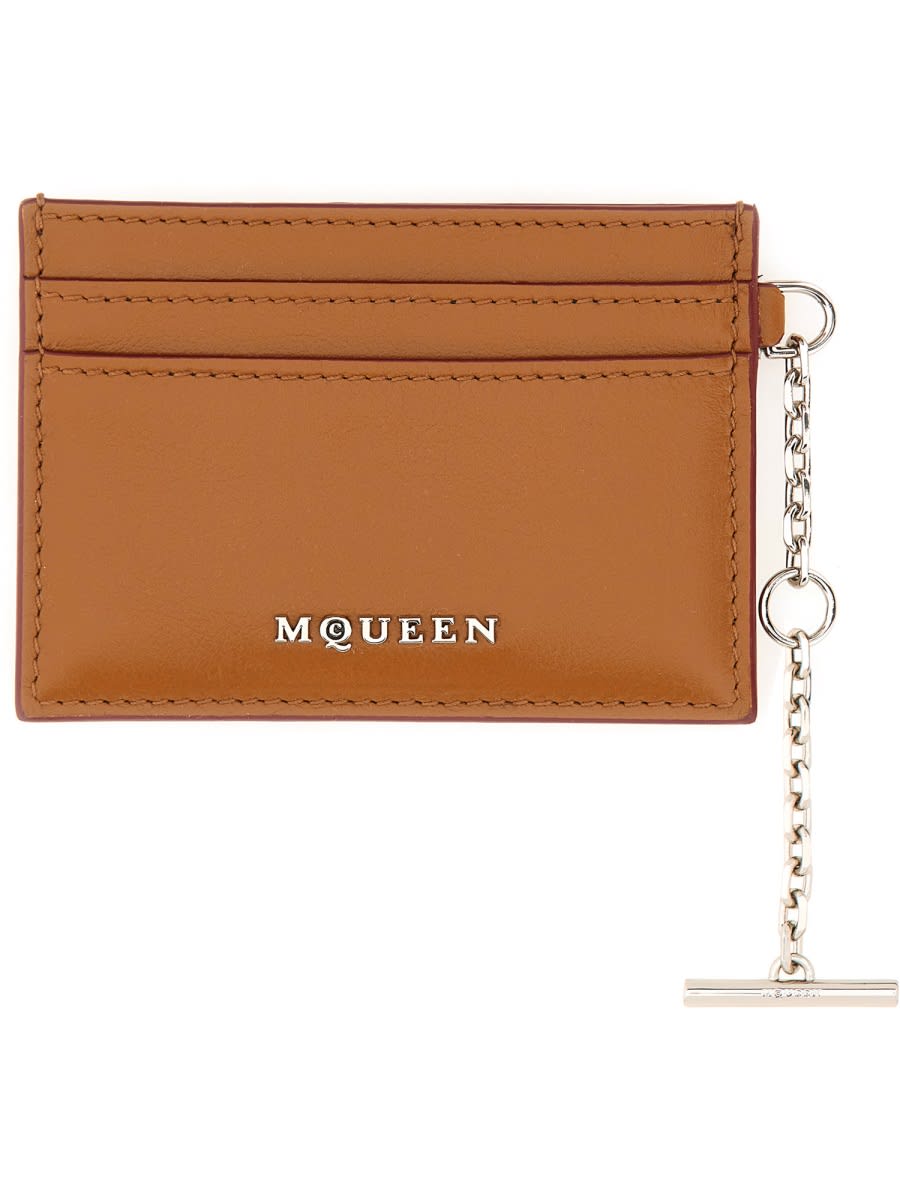 Shop Alexander Mcqueen Sling Card Holder In Buff