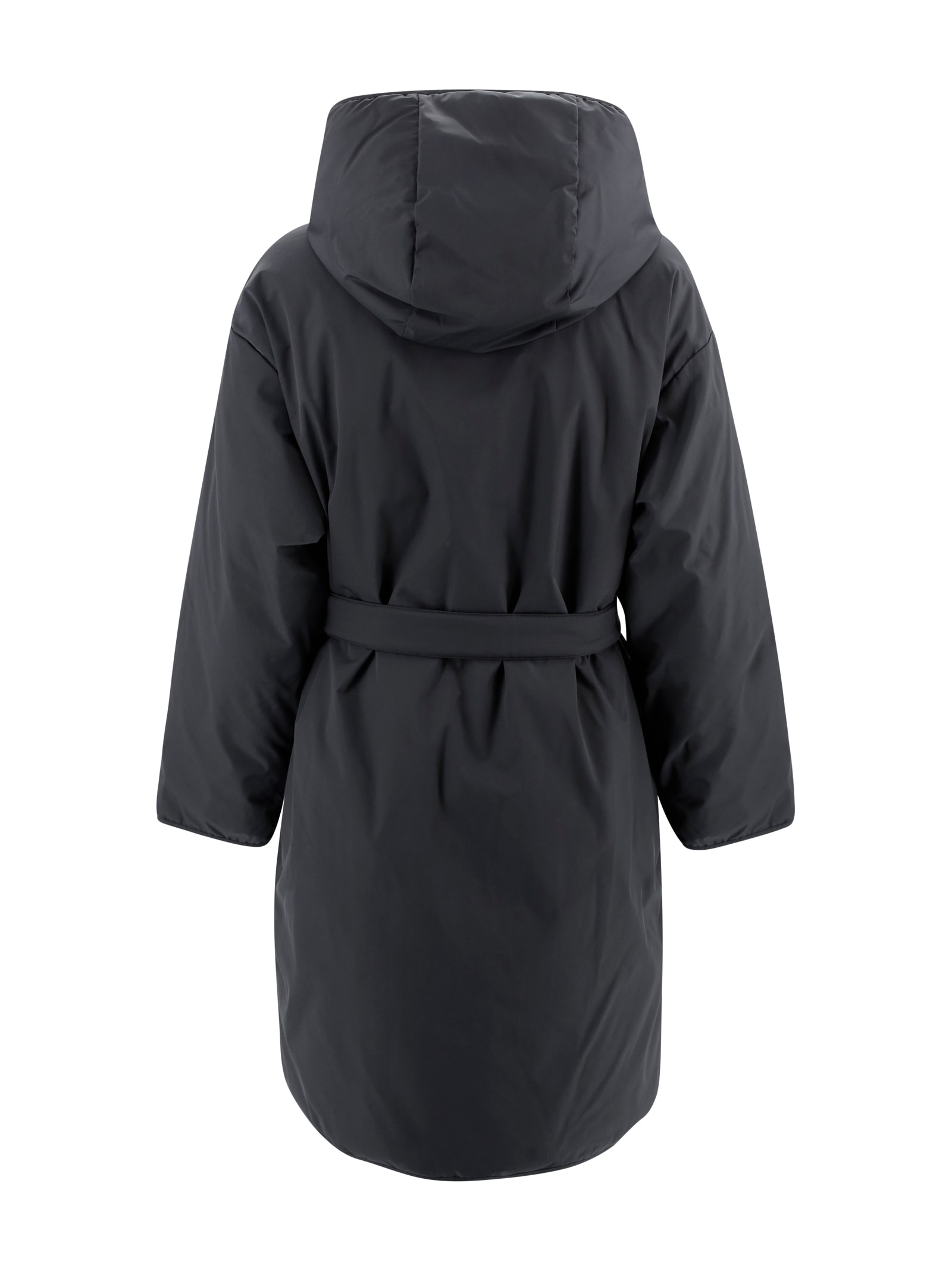 Weekend Max Mara Reversible Down Jacket In Water-repellent Twill In Black