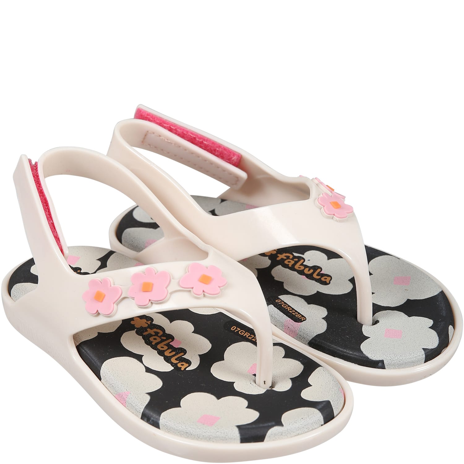 Shop Melissa Pink Flip Flops For Girl With Flowers And Logo