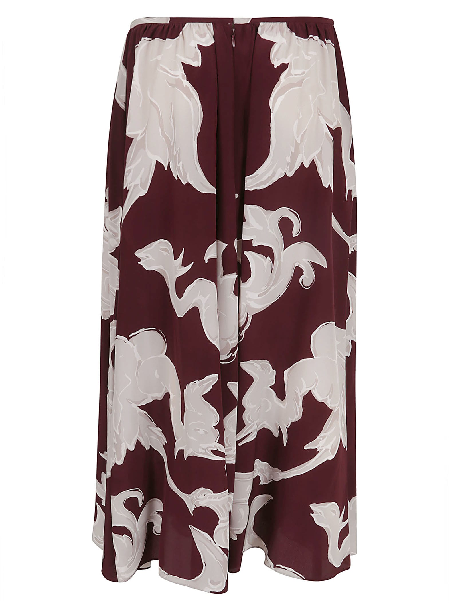 Shop Valentino Skirt Pattern Crepe Chine Metamorphos Gryphon Allover In Yus Amarone Perla