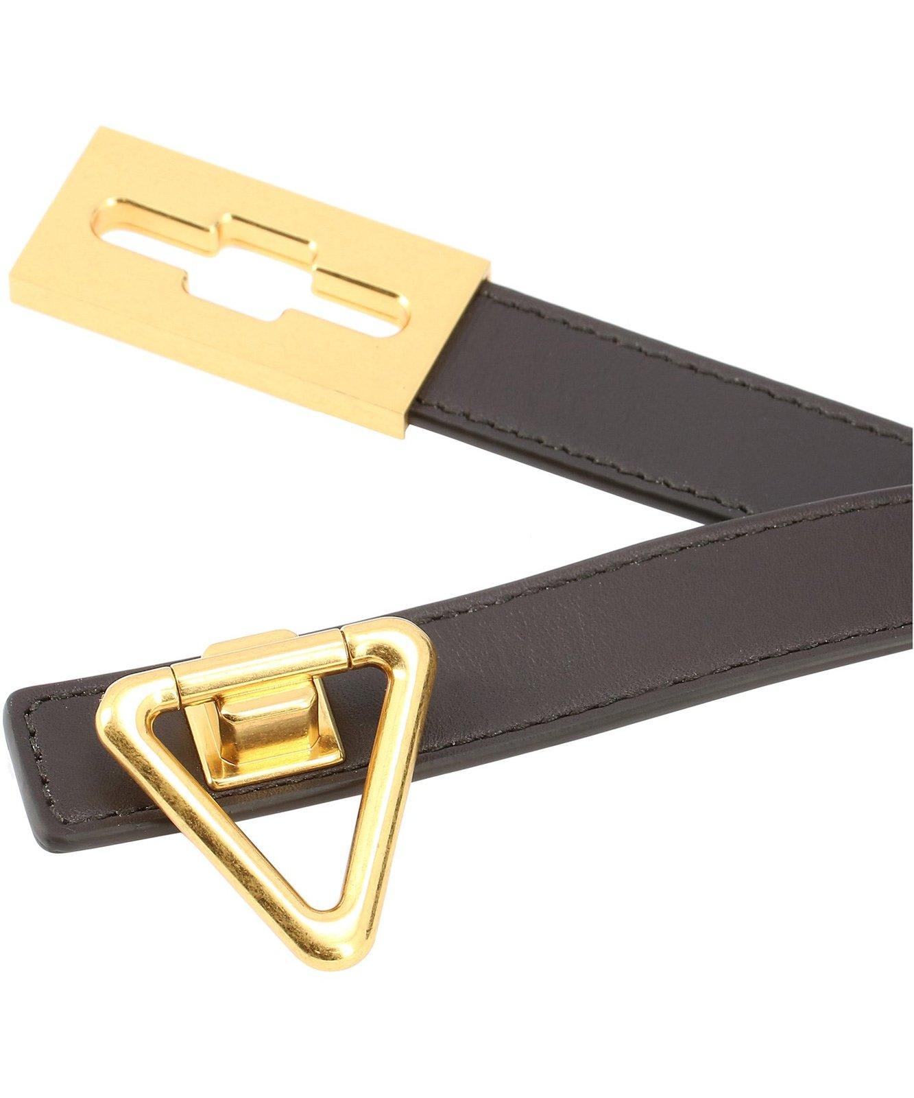 Shop Bottega Veneta Triangle Buckle Belt In Mocha