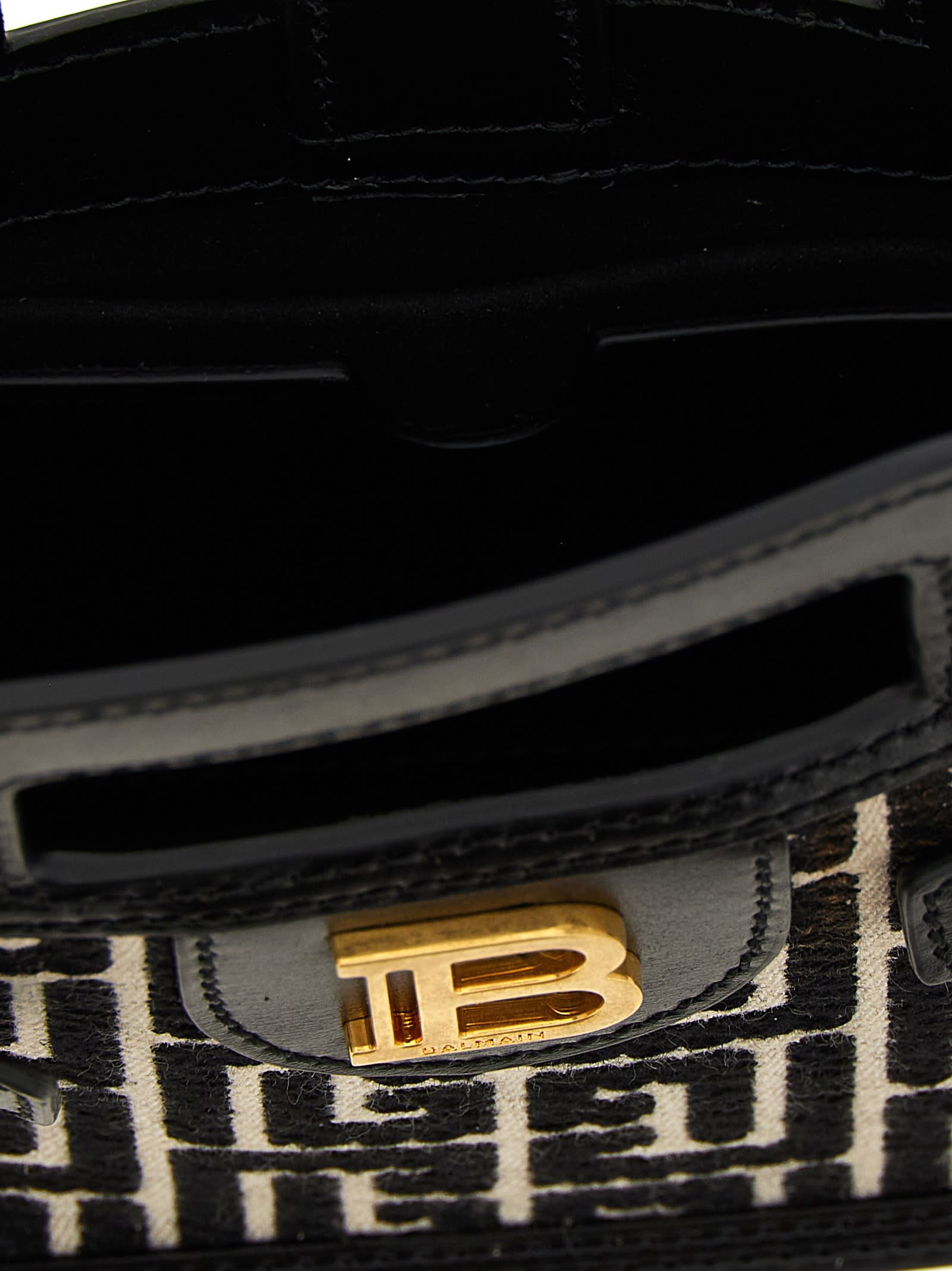 Balmain Small Geometric Pattern Handbag With Chain Strap In Black