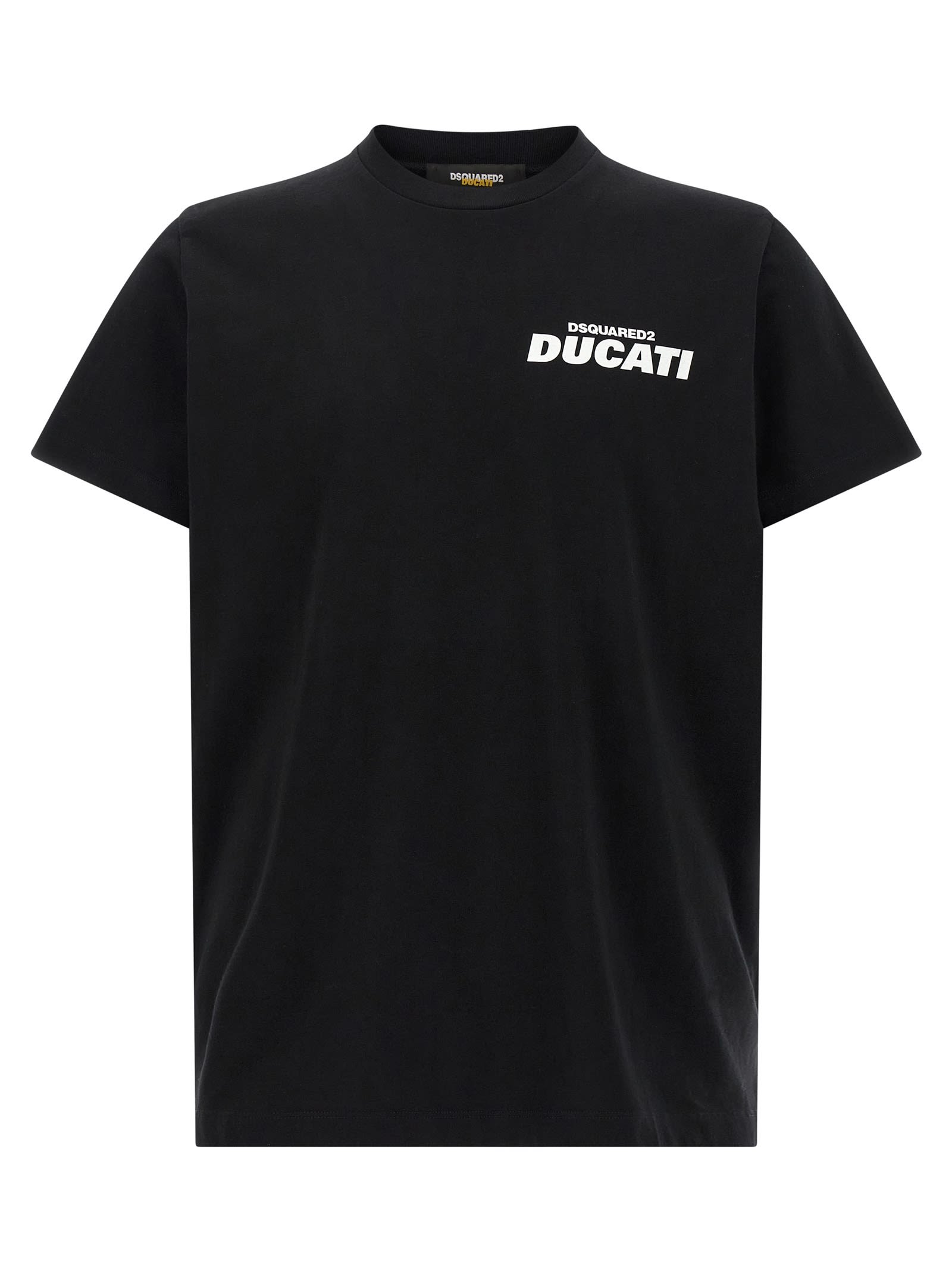 Dsquared2 Ducati X D2 Black T-shirt With Logo On The Front In Cotton Man In Multi