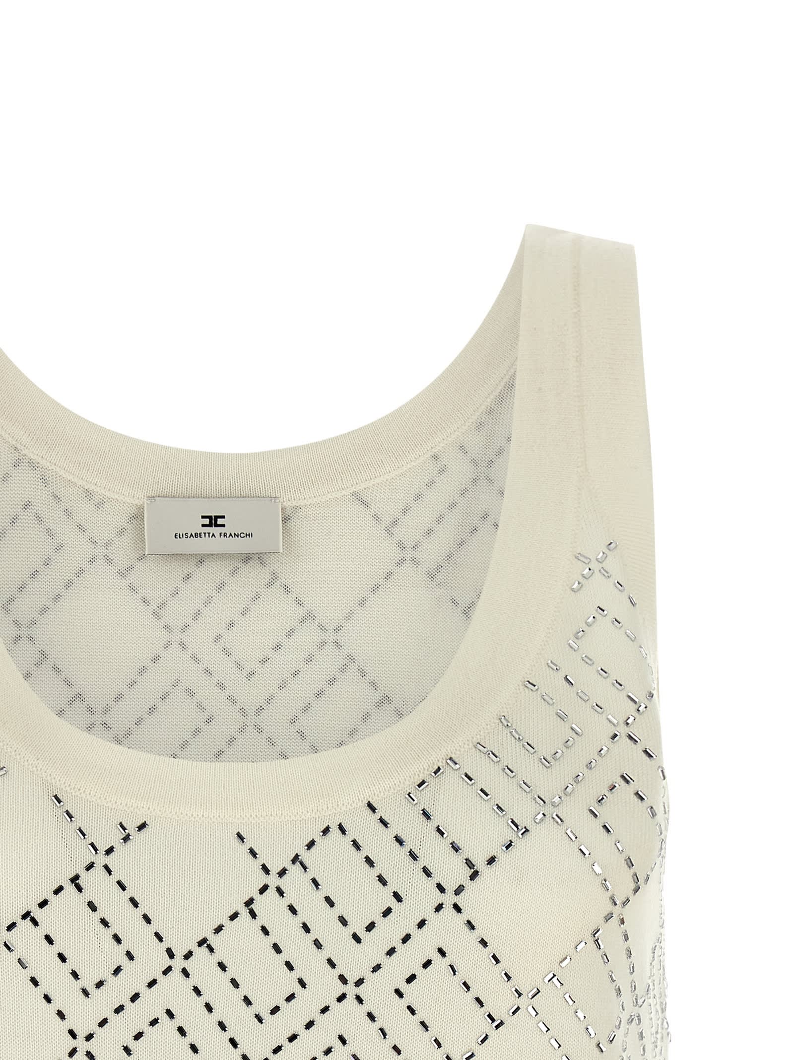 Elisabetta Franchi Crystal-embellished Merino Tank Top In Multi