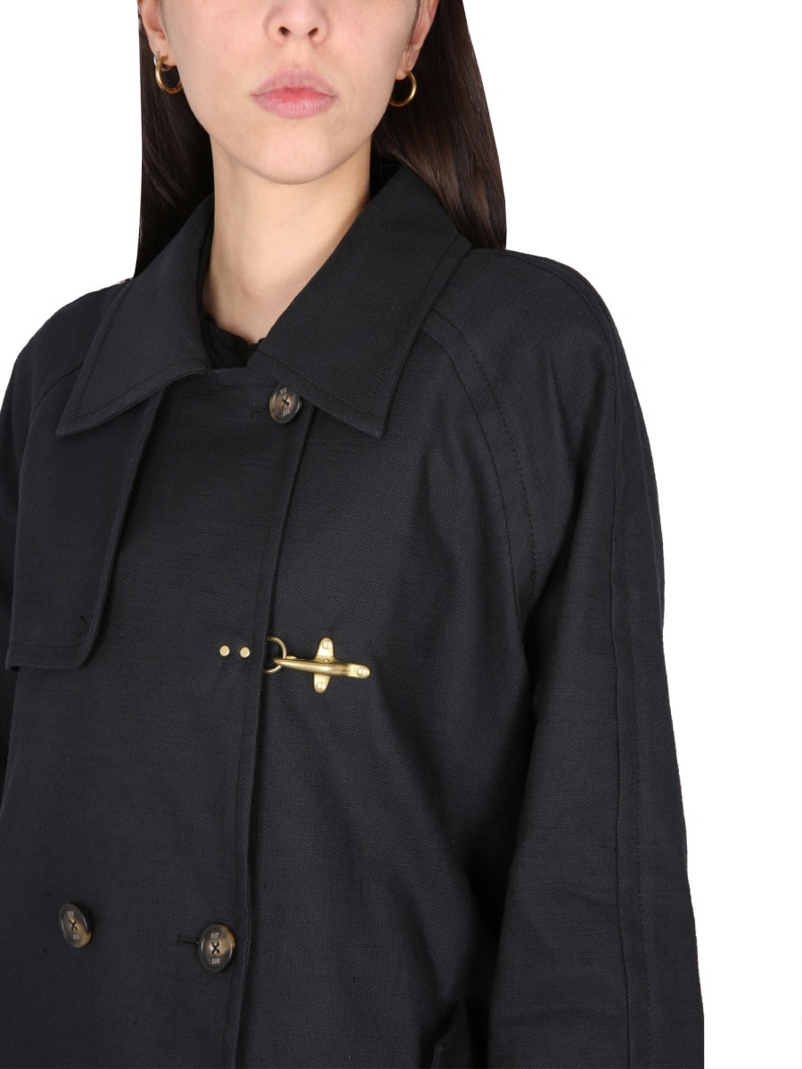Fay Double-breasted Trench Coat In Black