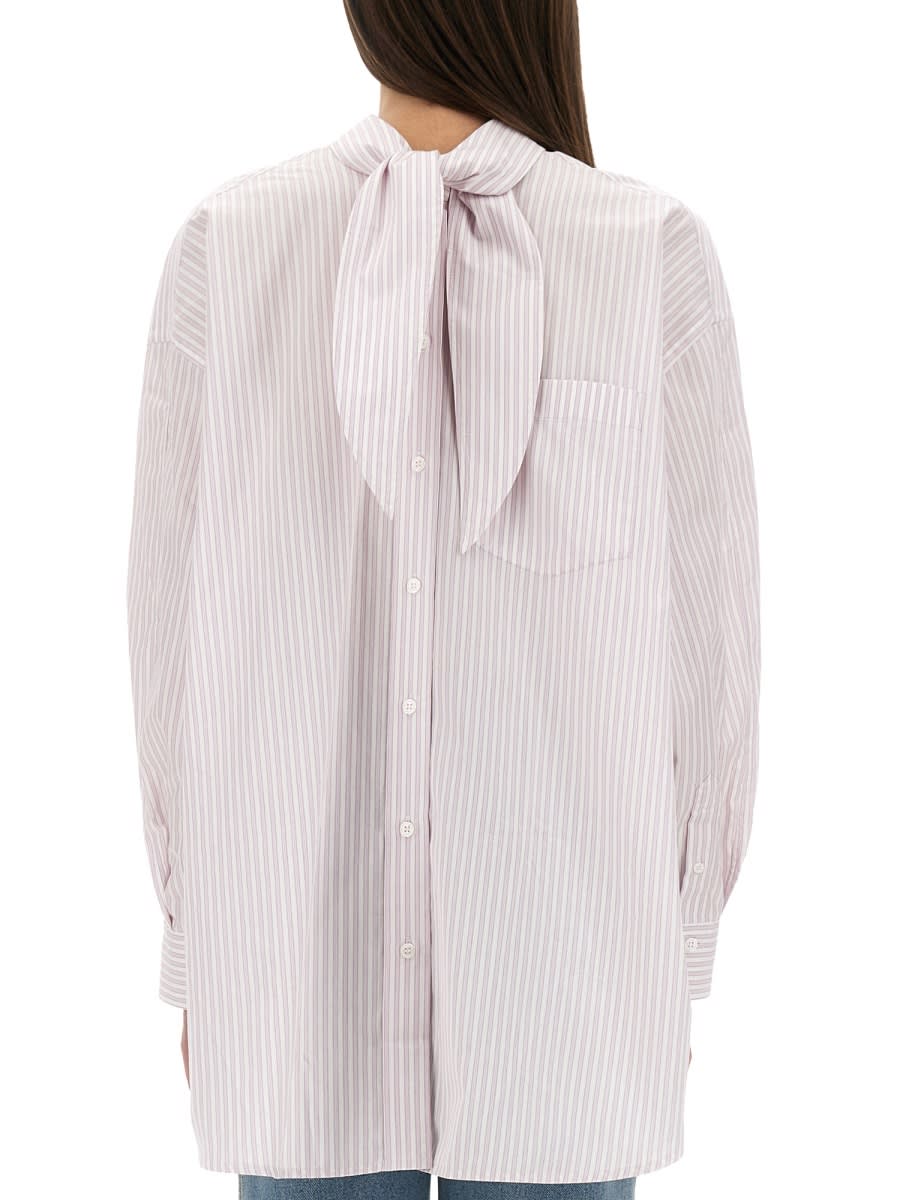 Victoria Beckham Bow Detail Oversized Striped Blouse