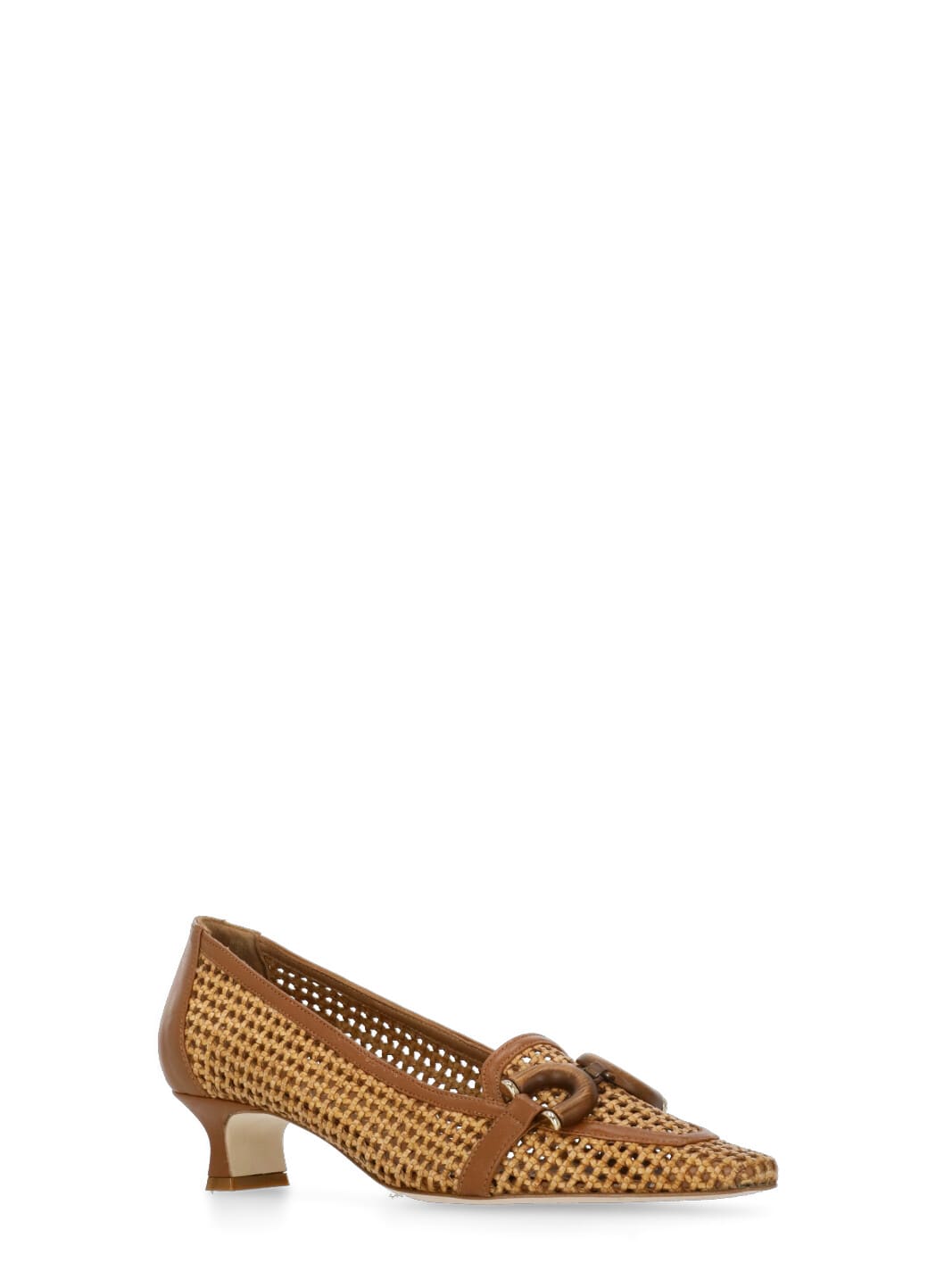 The Seller 40mm Woven Leather Pumps In Brown