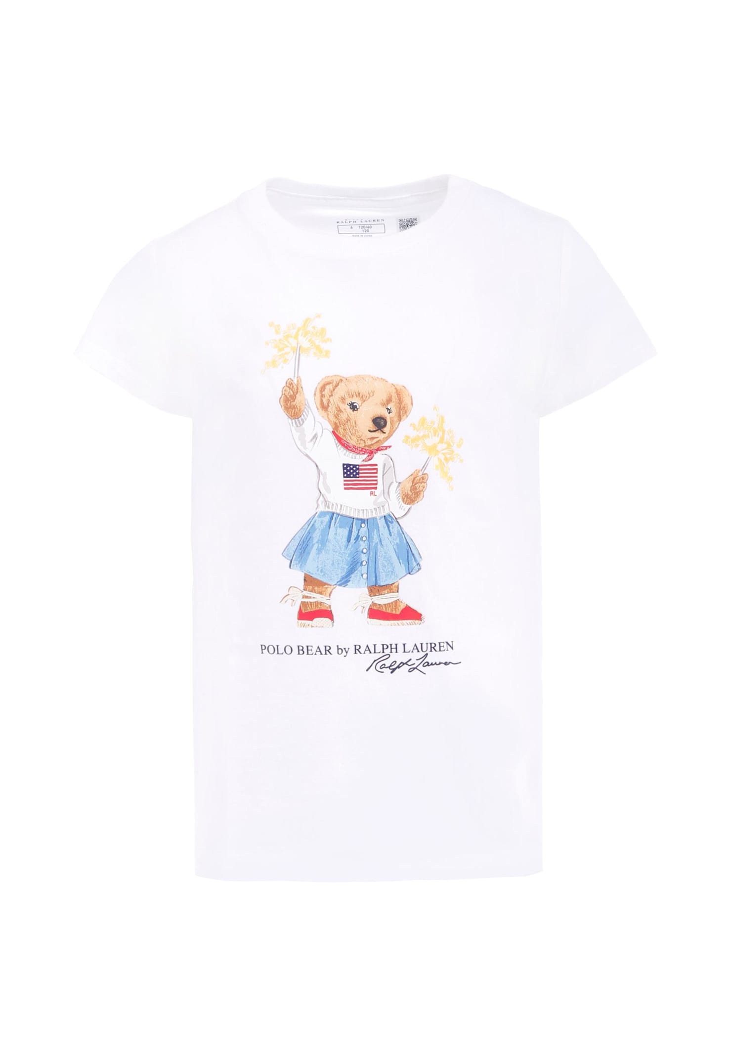 Ralph Lauren White T-shirt For Girl With Polo Bear In White