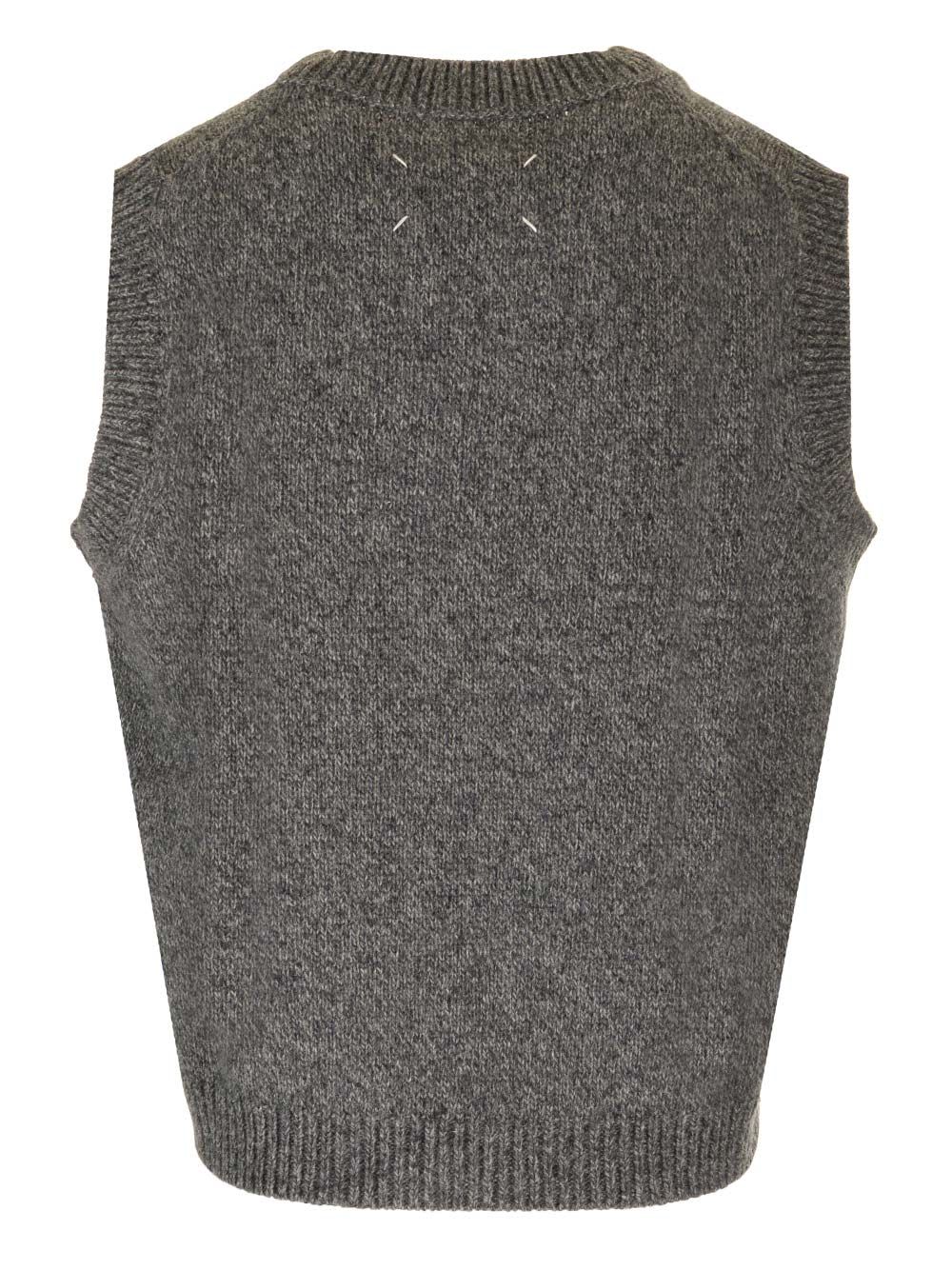 Shop Maison Margiela Sleeveless Sweater In Grey