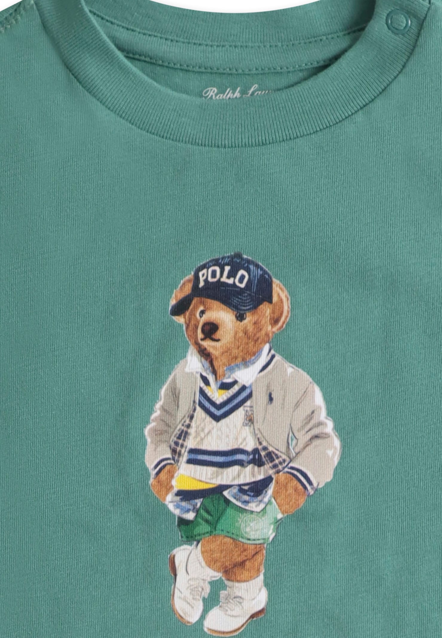 Ralph Lauren Green T-shirt For Baby Boy With Polo Bear In Green