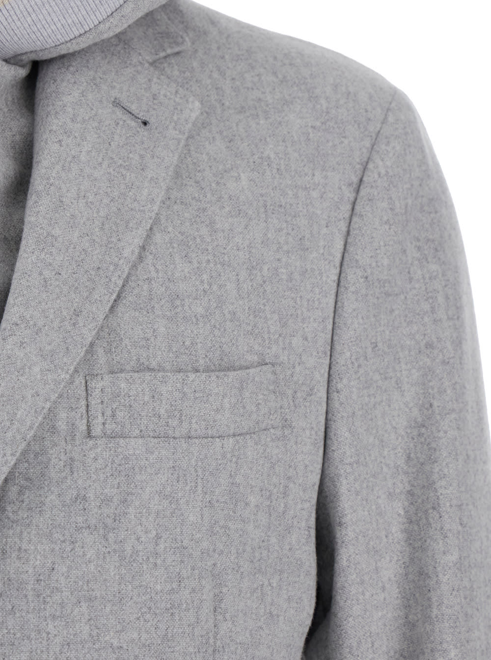 Shop Eleventy Grey Single-breasted Jacket With Bib In Wool And Cashmere Man