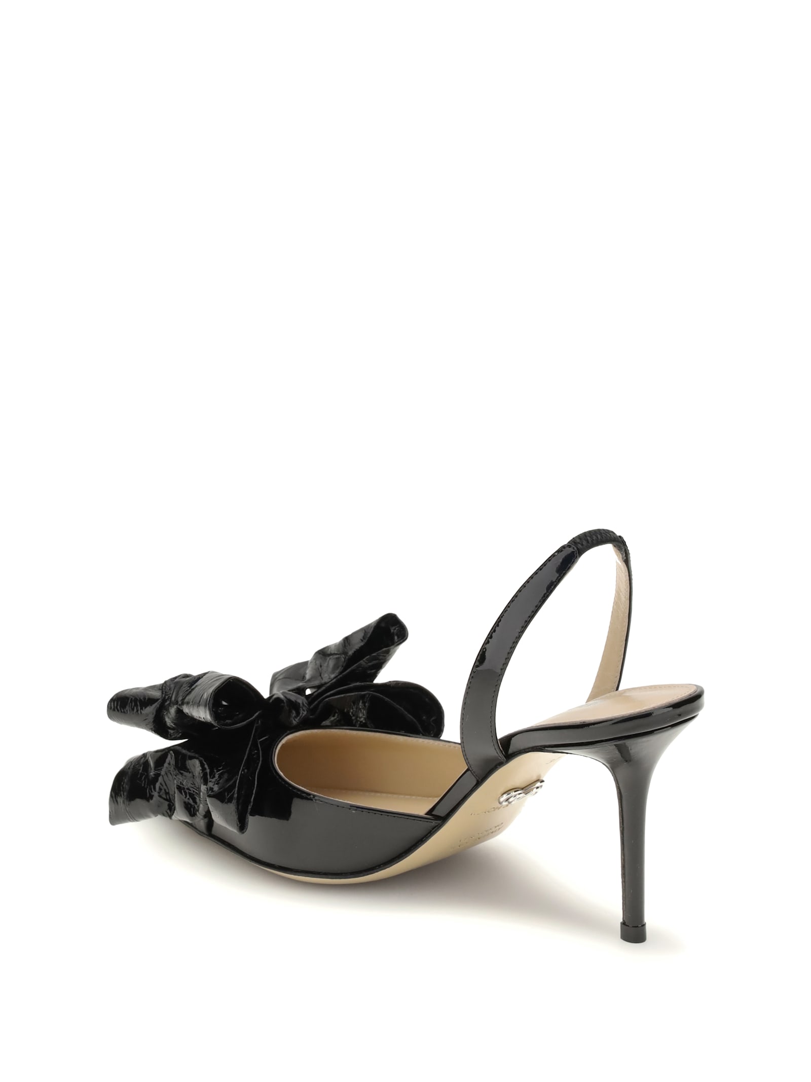 Mach &amp; Mach Le Cadeau Wrapped Leather Slingbacks In Black
