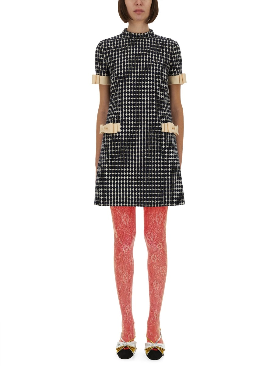 Valentino Garavani Embroidered Damier Light Tweed Short Dress