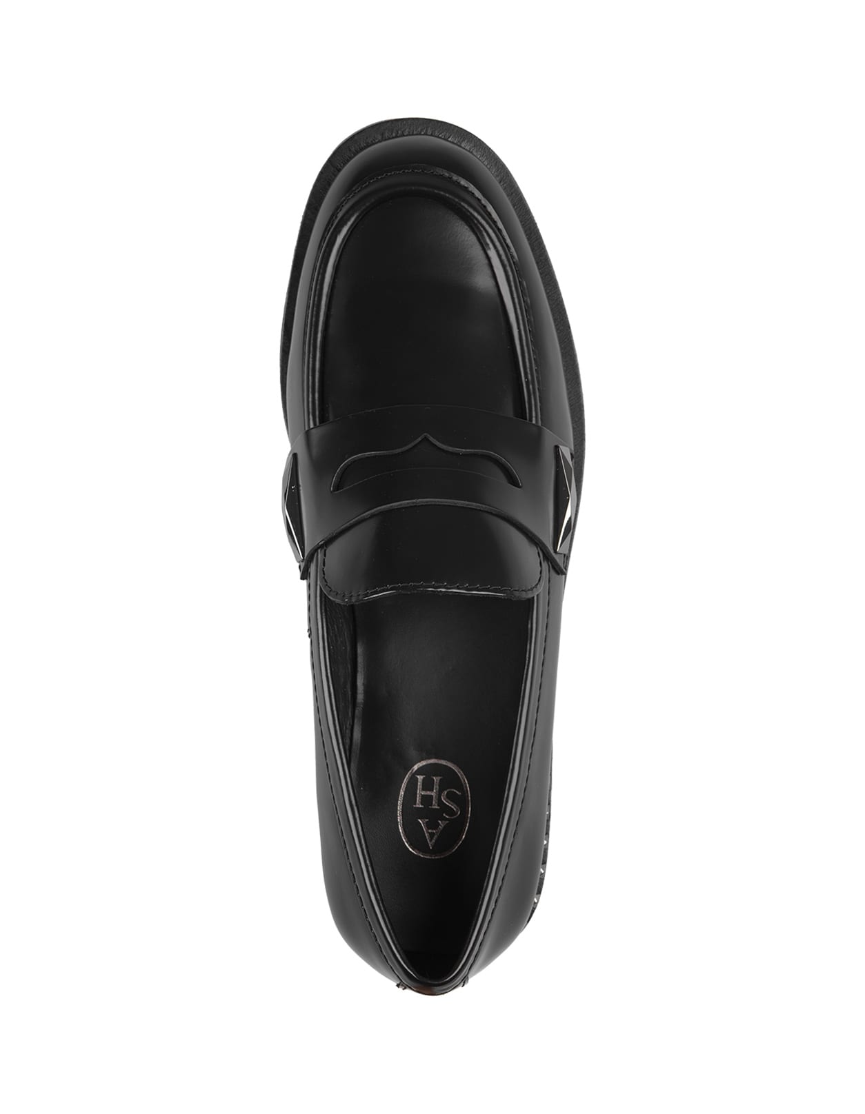 Shop Ash Whisper Studs Loafers In Black Leather