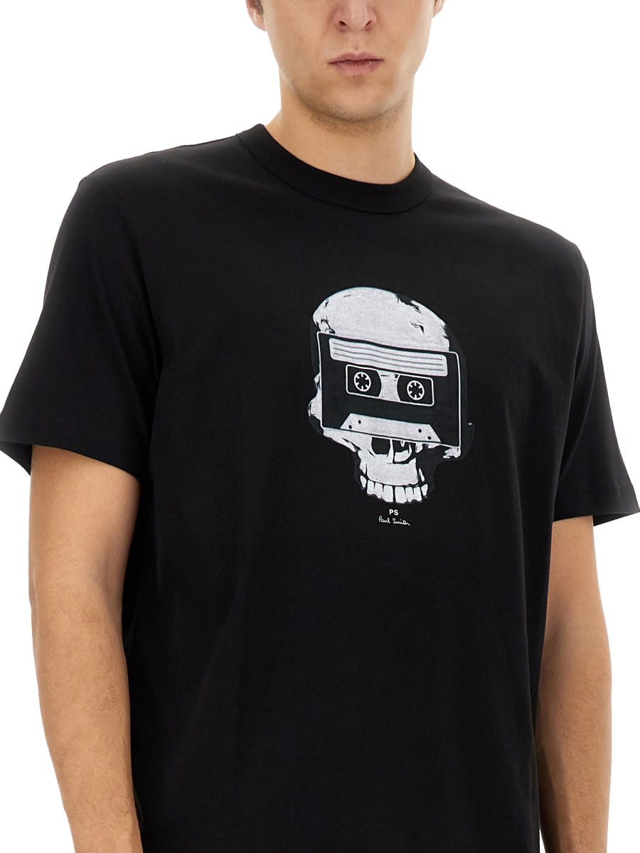 Shop Ps By Paul Smith Tape Skull T-shirt In Black