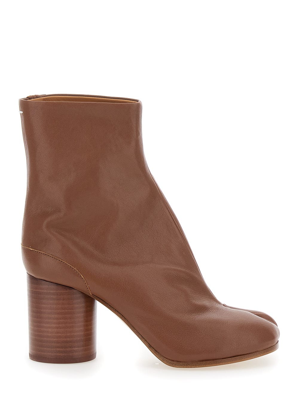 tabi Brown High Heel Ankle Boots In Leather Woman