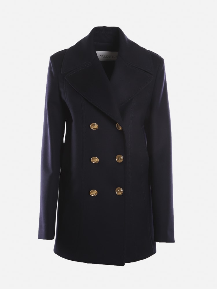 Valentino Double-breasted Coat In Wool And Cashmere