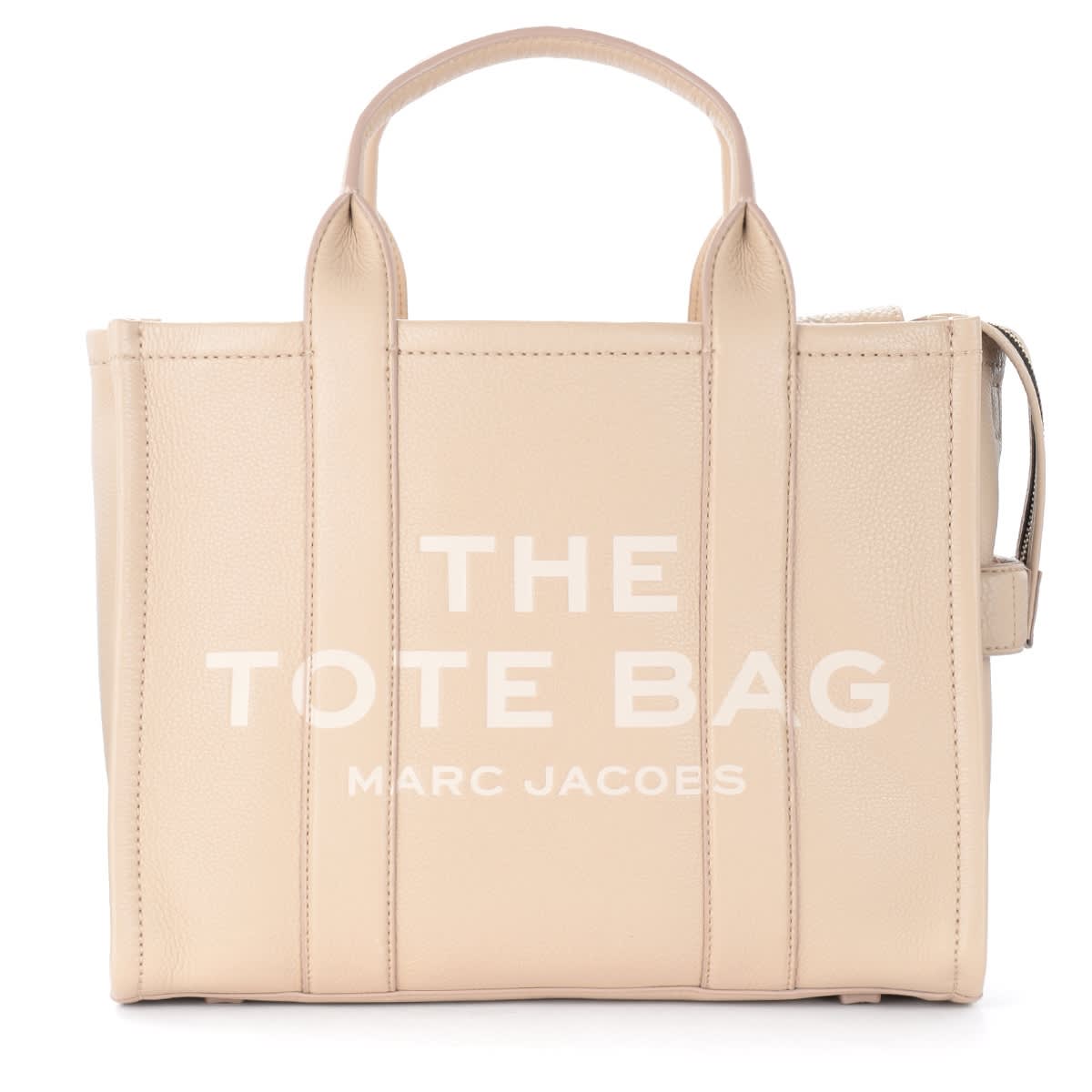 The Marc Jacobs The Leather Small Traveler Tote Bag Beige