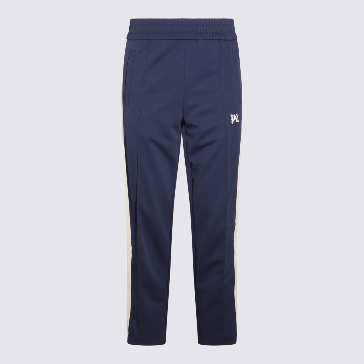 Shop Palm Angels Navy Blue And White Track Pants
