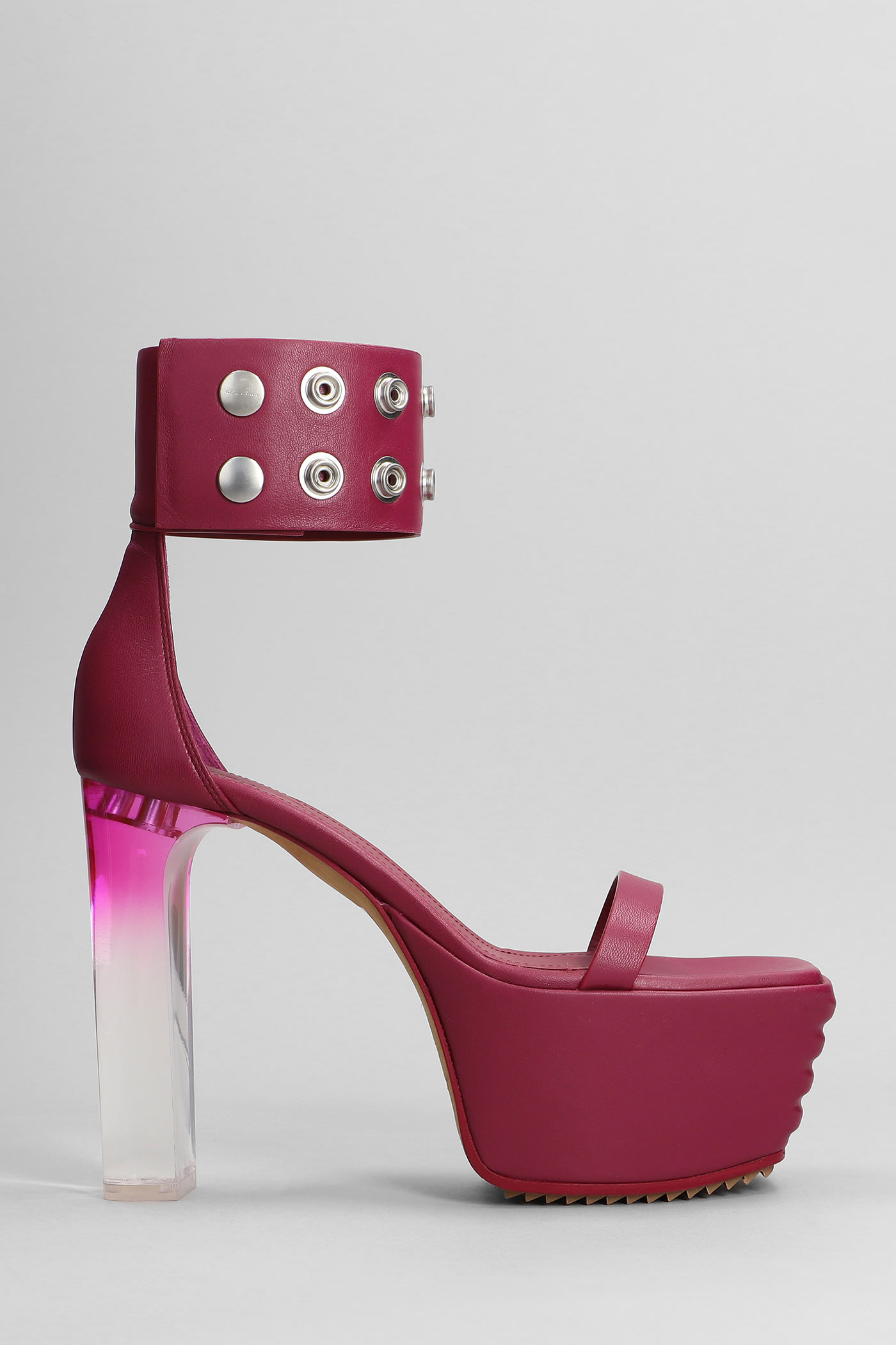 Rick Owens Embellished Leather Platform Sandals In Viola