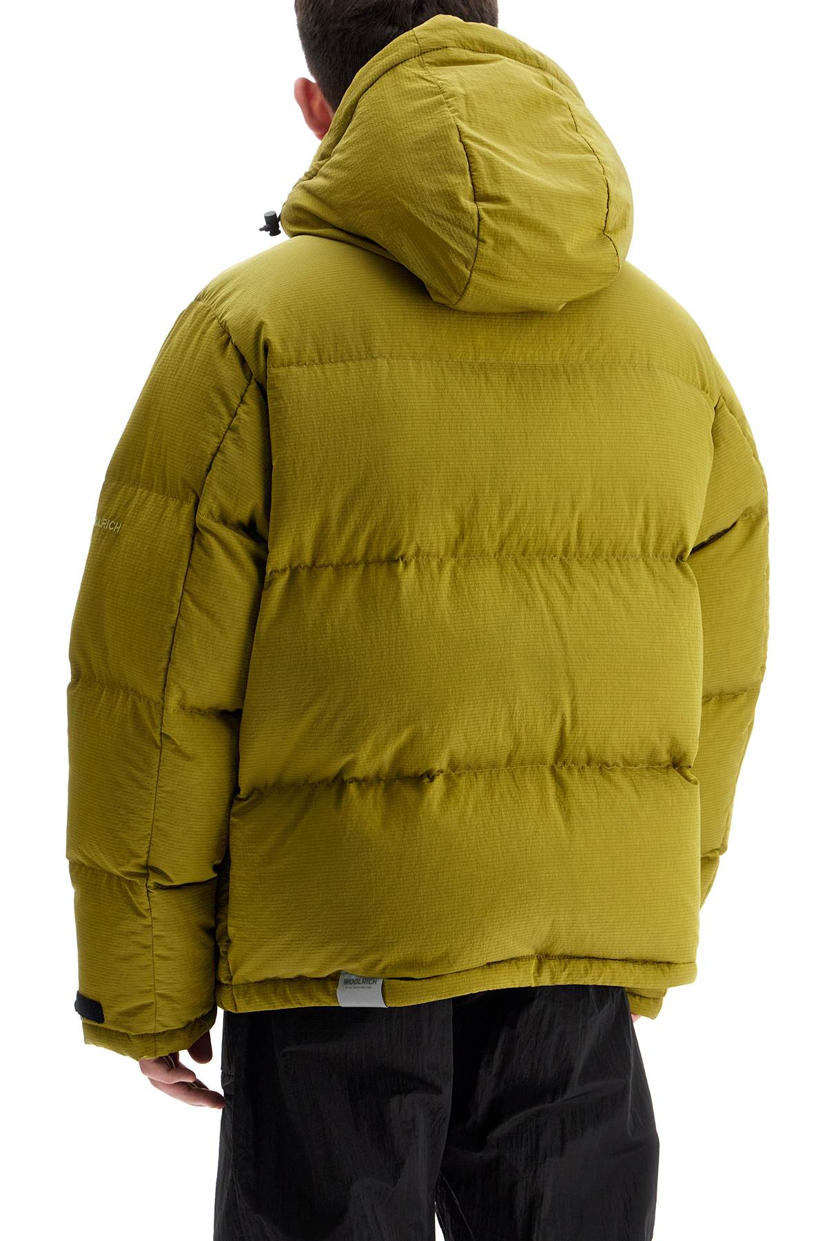 Shop Woolrich Short Ripstop Olmetex Down In Citron (green)