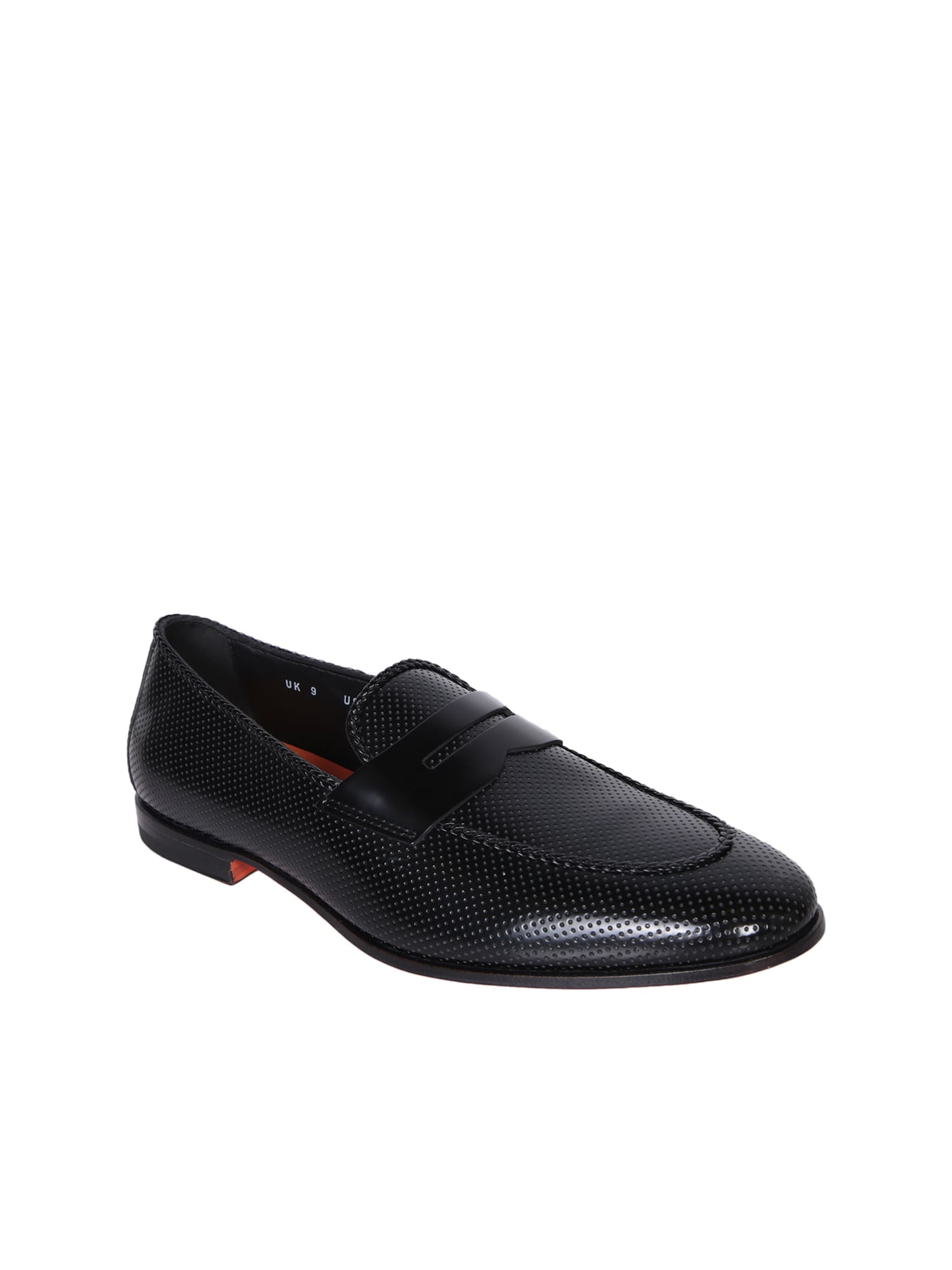 Shop Santoni Grifone Glossy Black Loafer