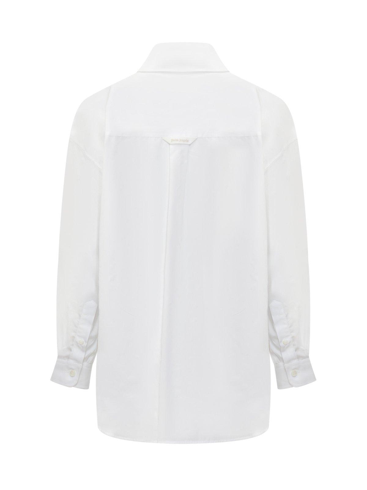 Shop Palm Angels Monogram Embroidered Buttoned Shirt In White Off White