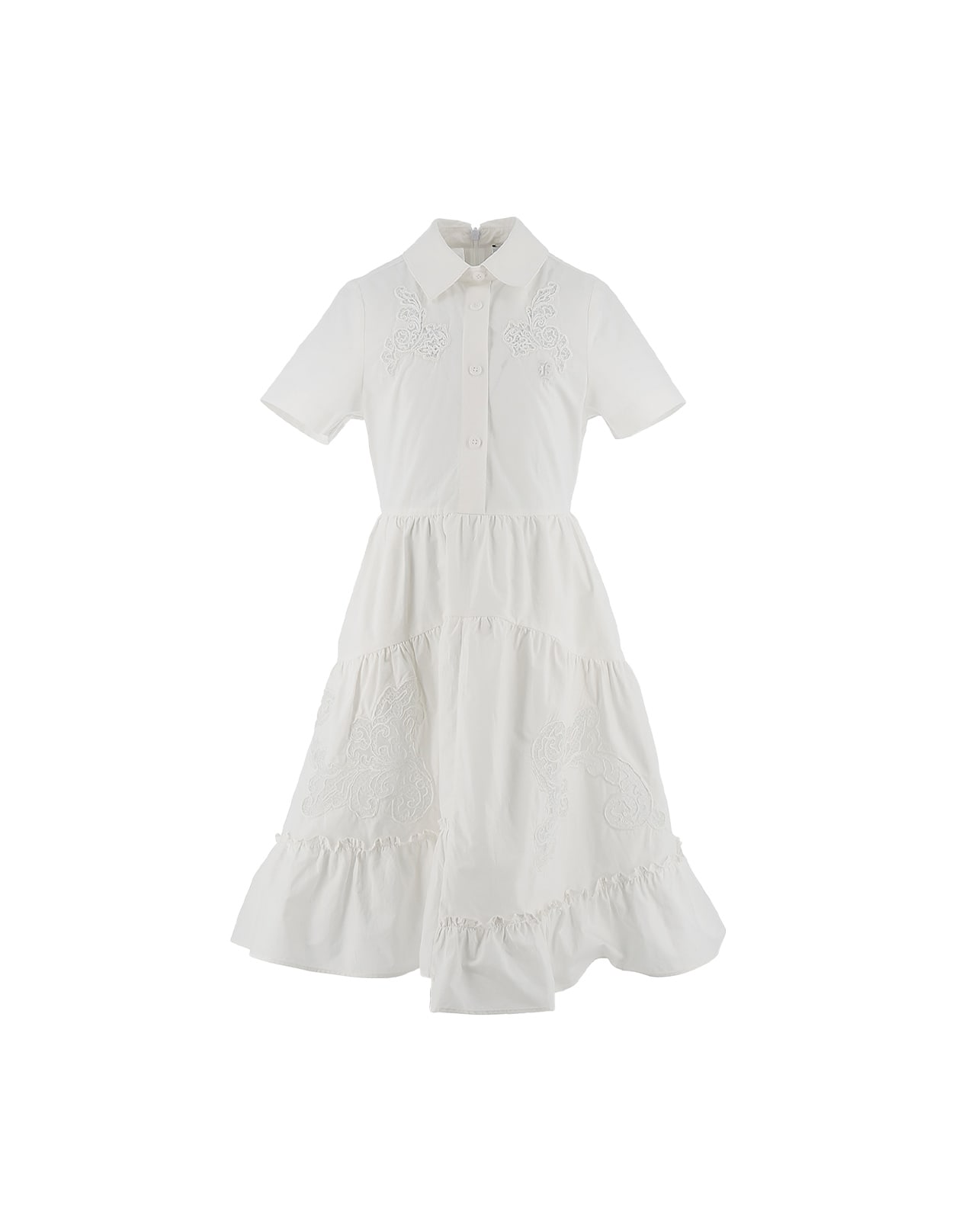 Shop Ermanno Scervino Junior White Shirt Dress With Lace
