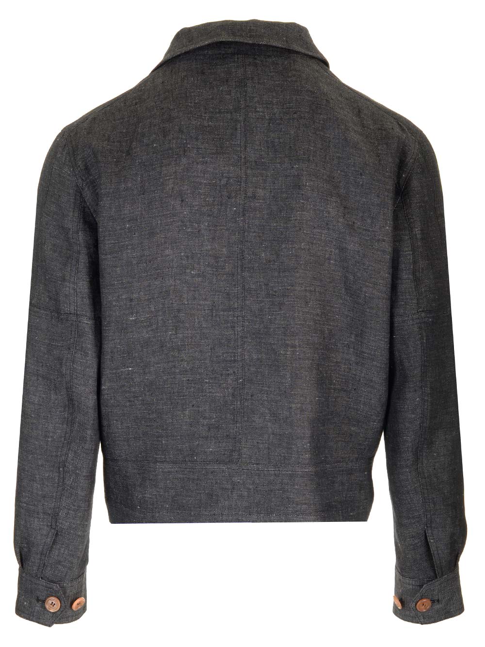 Shop Brunello Cucinelli Denim Effect Linen Jacket In Black