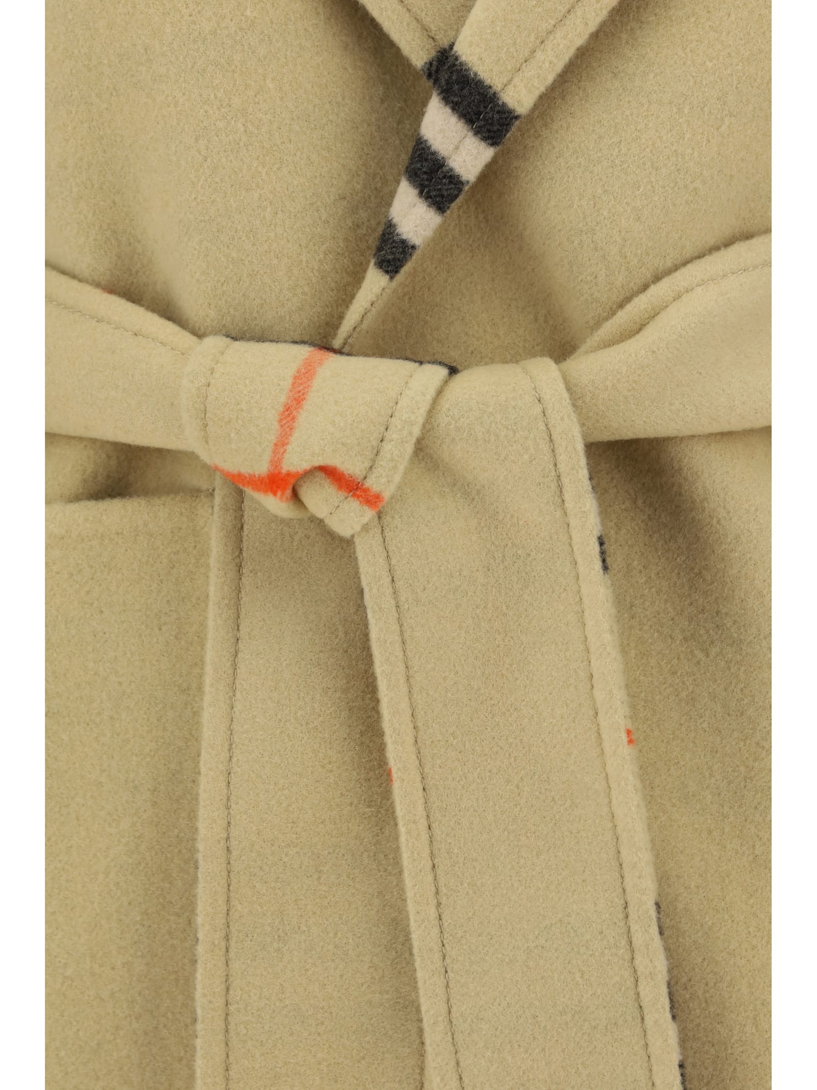 Shop Burberry Breasted Reversible Coat In Flax