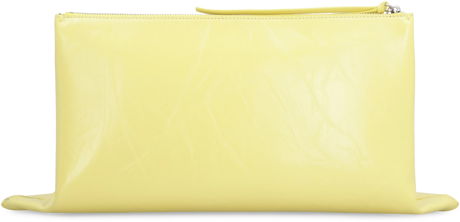 Shop Jil Sander Leather Clutch In Yellow