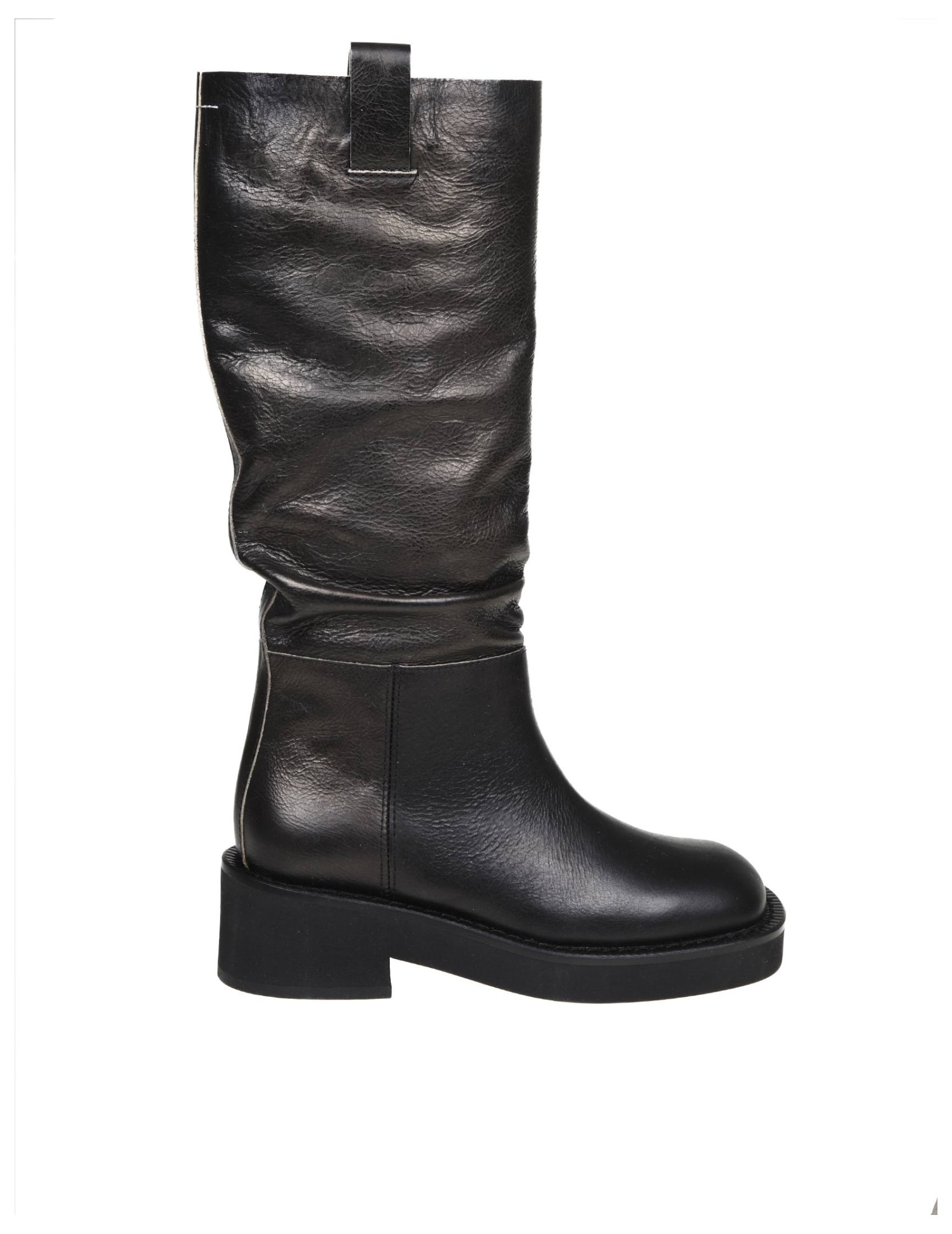 MM6 Maison Margiela Leather Boot With Squared Toe