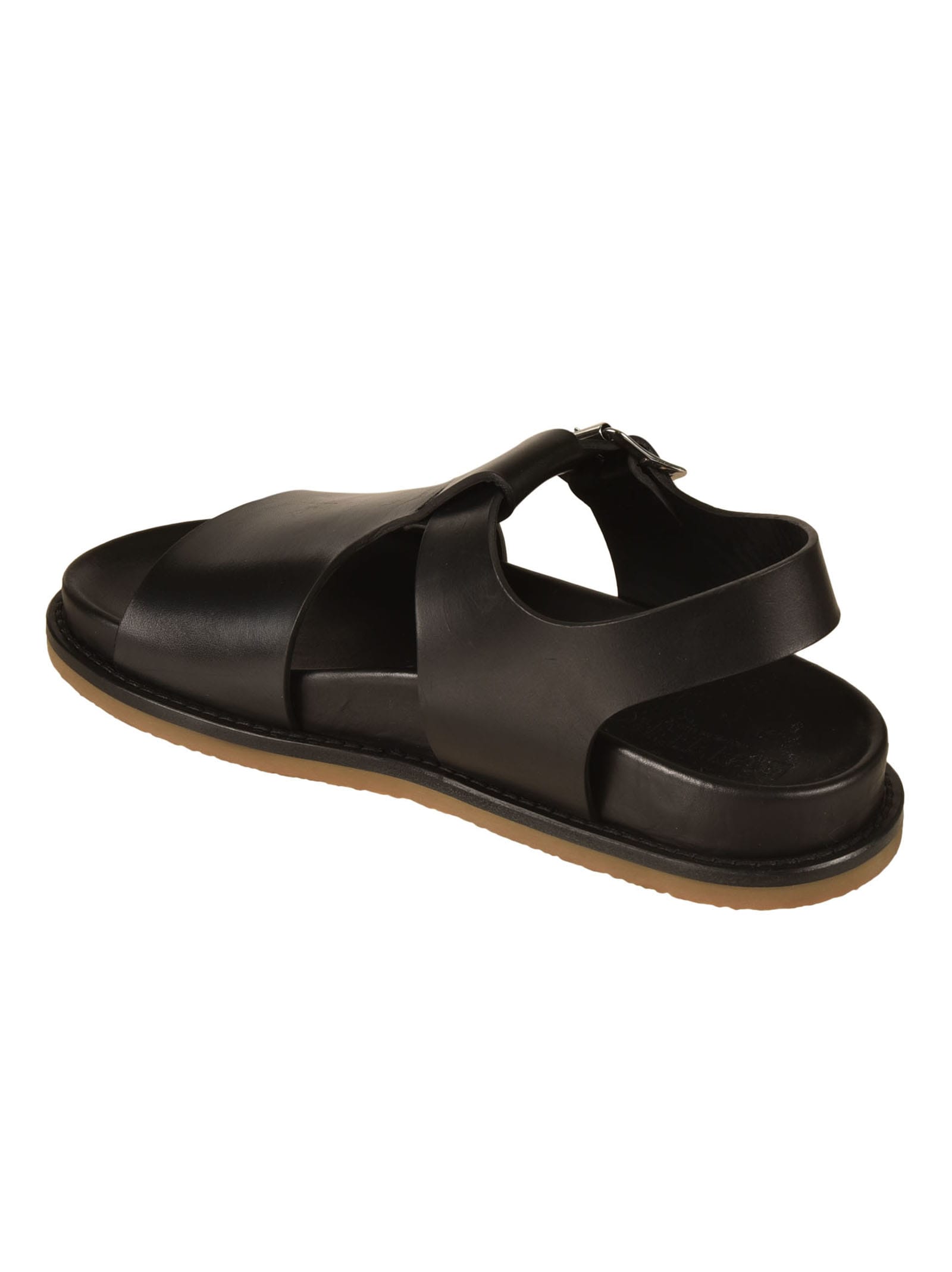 Shop Buttero Pe-mots Flat Slingback Flat Sandals In Black