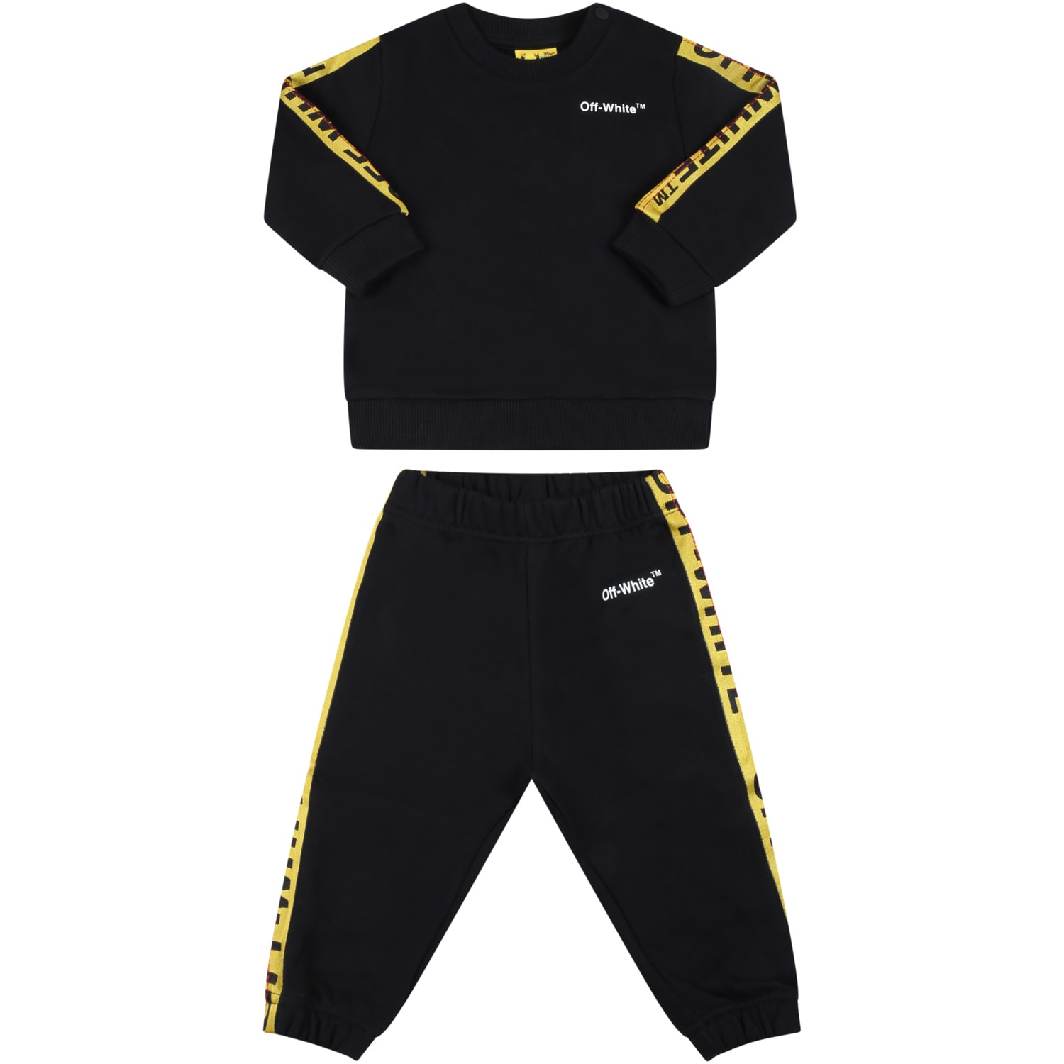 OFF-WHITE BLACK TRACKSUIT FOR BABIES WITH WHITE LOGO