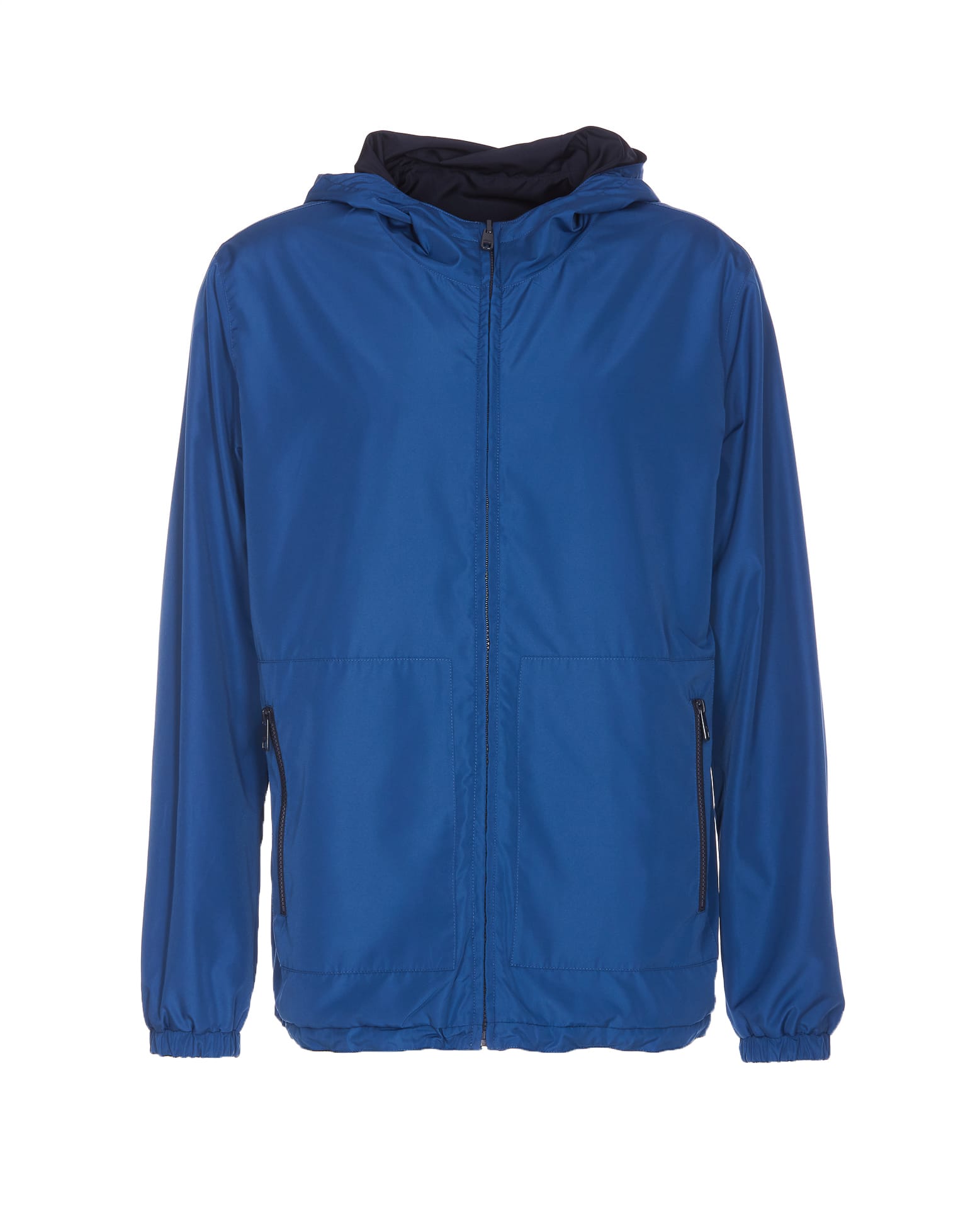 Shop Dolce & Gabbana Logo Reversible Hooded Jacket In Blue