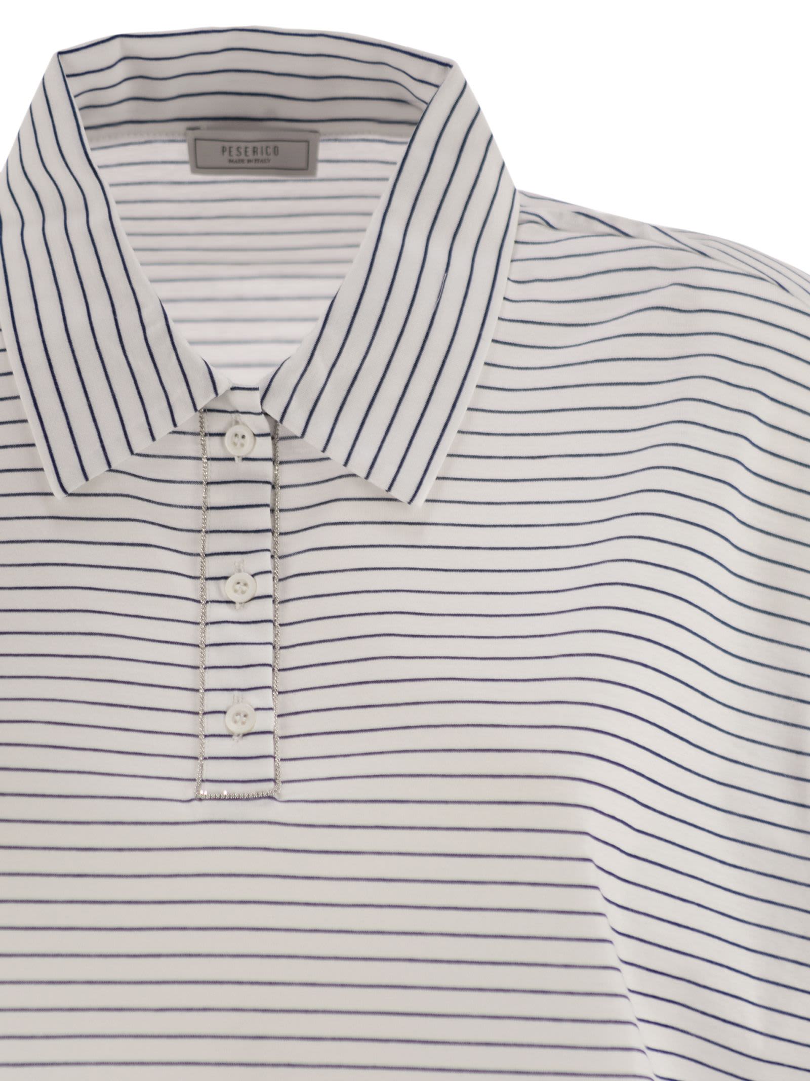 Shop Peserico Striped Cotton Jersey Polo Shirt