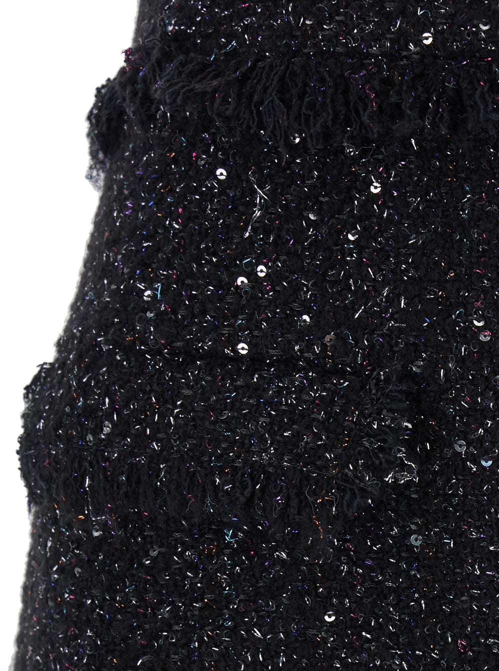 Shop Msgm Black Mini-skirt With Multicolor Sequins In Fringed Fabric Woman