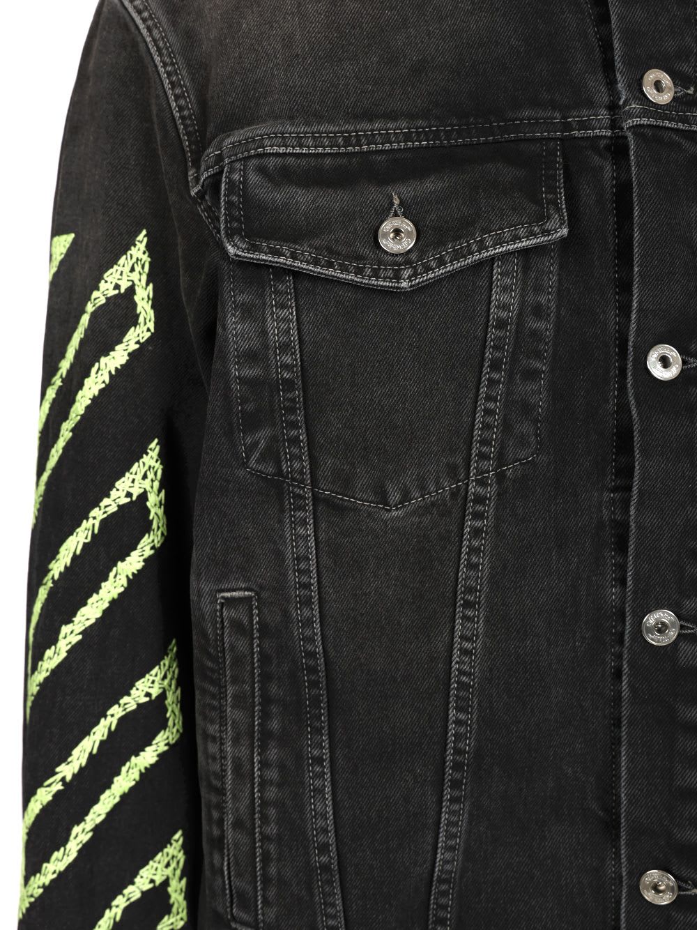 Off-white Diagonal Arrow Outline Embroidered Denim Skate Jacket