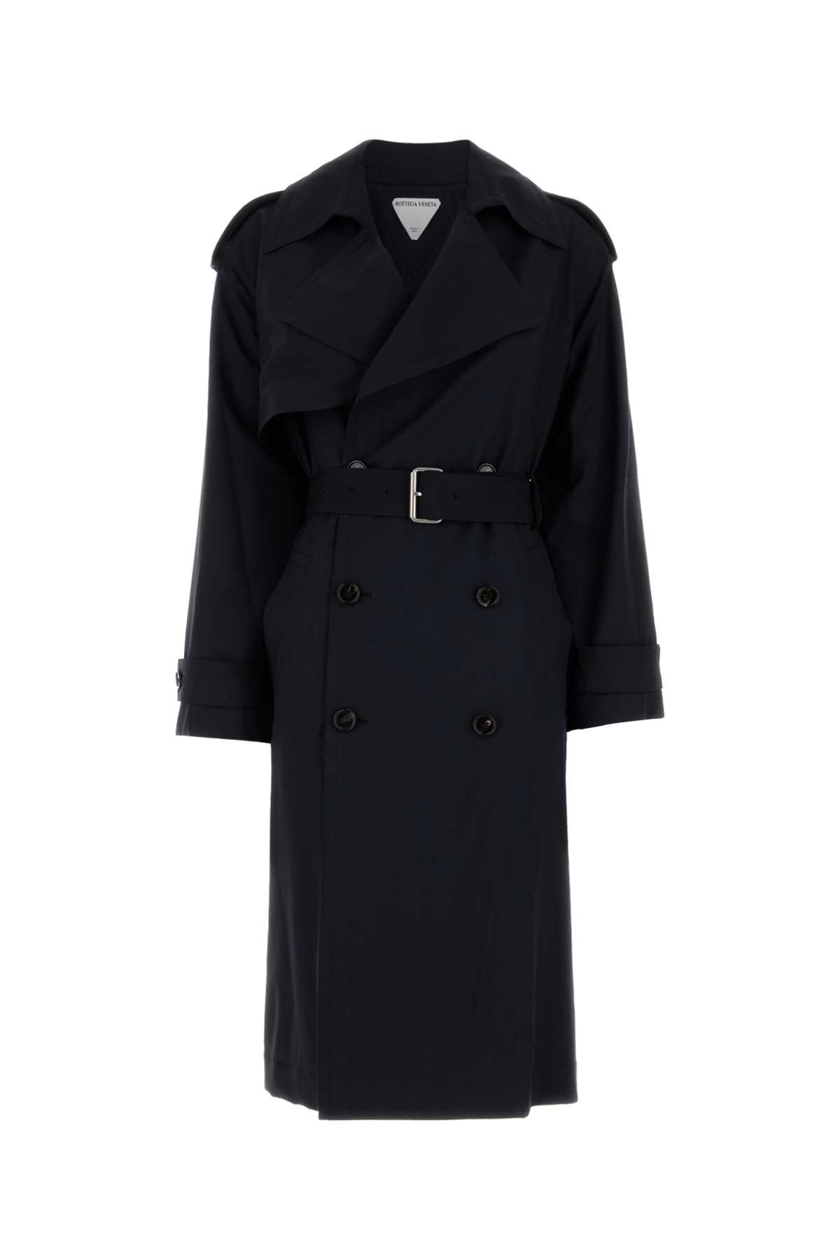 BOTTEGA VENETA BLACK WOOL TRENCH COAT