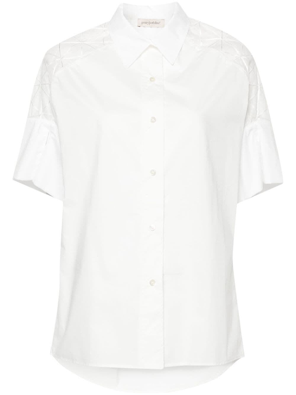 Gentry Portofino 3/4 Sleeves Woven Shirt In Milk